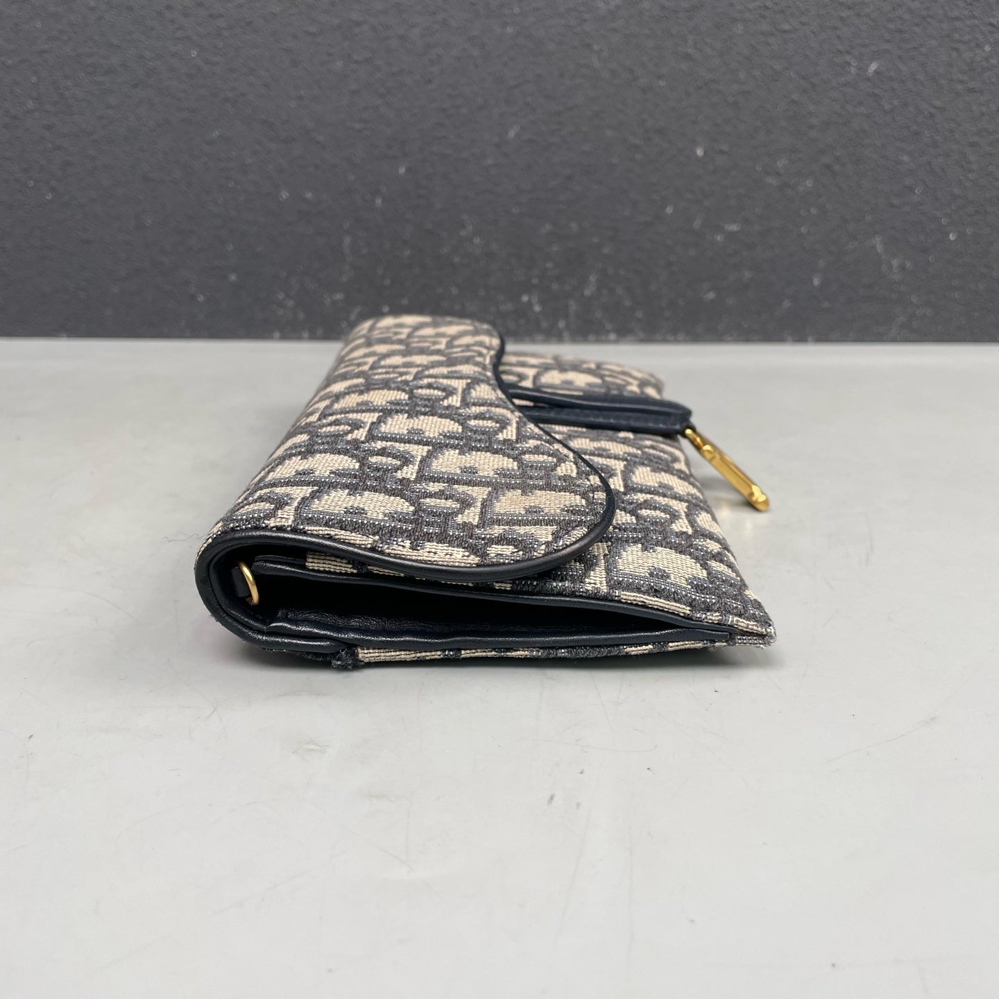 Dior - Saddle Two-in-One WOC Chain Bag - Embroidered Oblique canvas with leather trim - Blue - (mini)