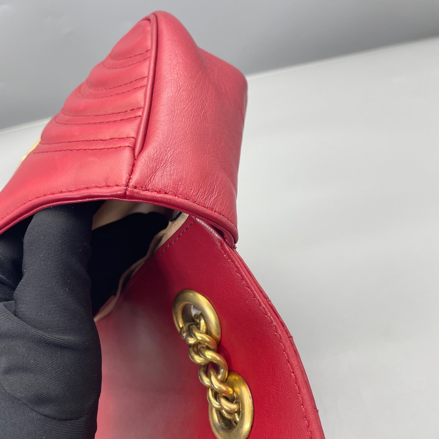 Gucci - GG Marmont Matelassé Mini Bag - Leather - Red - (mini)