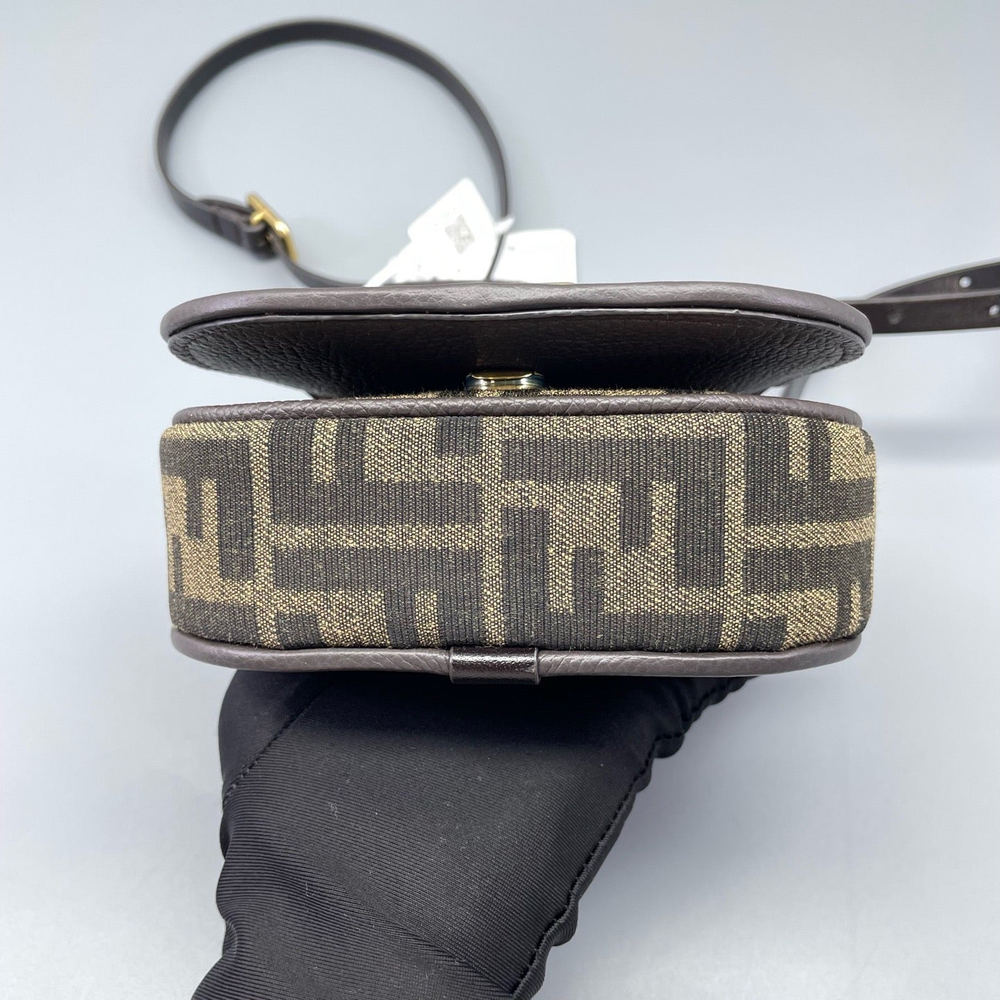 Fendi - Mini Saddle Bag - Zucca canvas with leather trim - Brown - (mini)