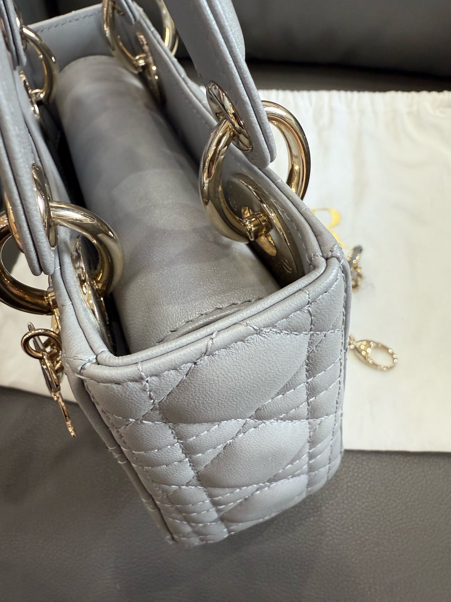 Dior - Lady Dior Mini - Lambskin leather - Grey - (mini)