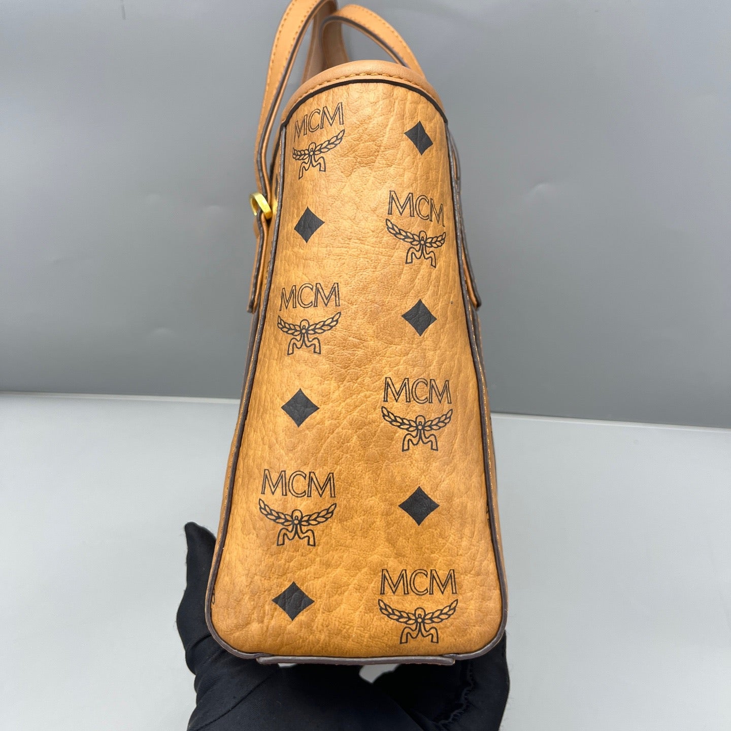 MCM - Mini Basket Tote - Visetos coated canvas with leather trim - Cognac - (mini)