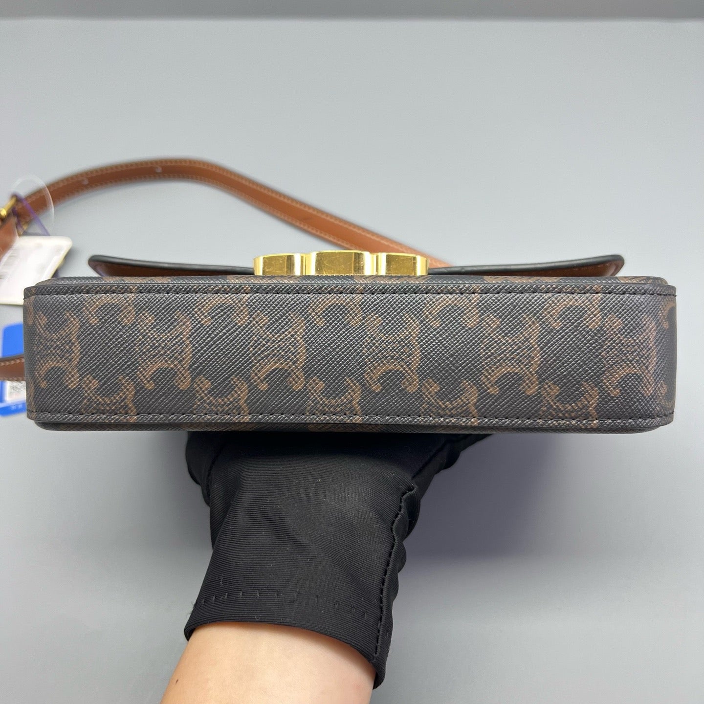 Celine - Triomphe Shoulder Bag - Triomphe coated canvas with leather trim - Brown - (mini)