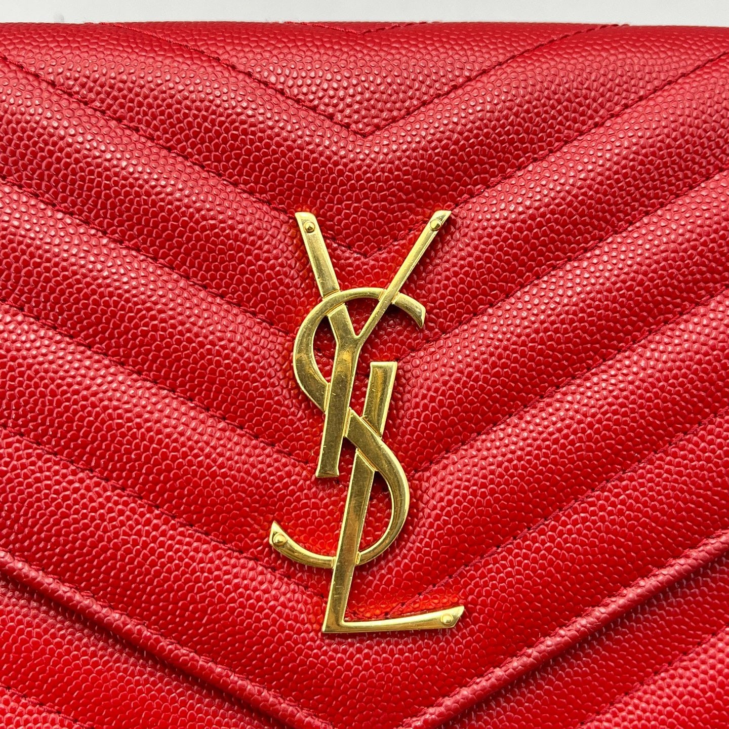 Saint Laurent - Envelope Bag - Grained leather - Red - (Medium)
