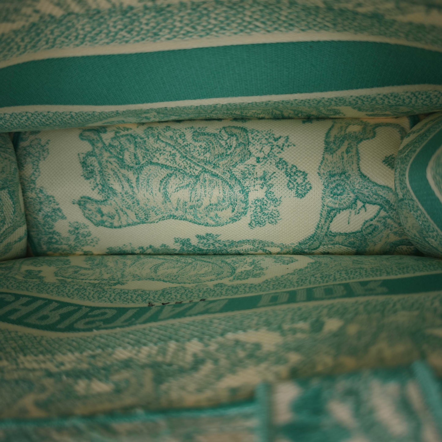Dior - Book Tote - Embroidered Canvas - Mint Green and White - (medium)