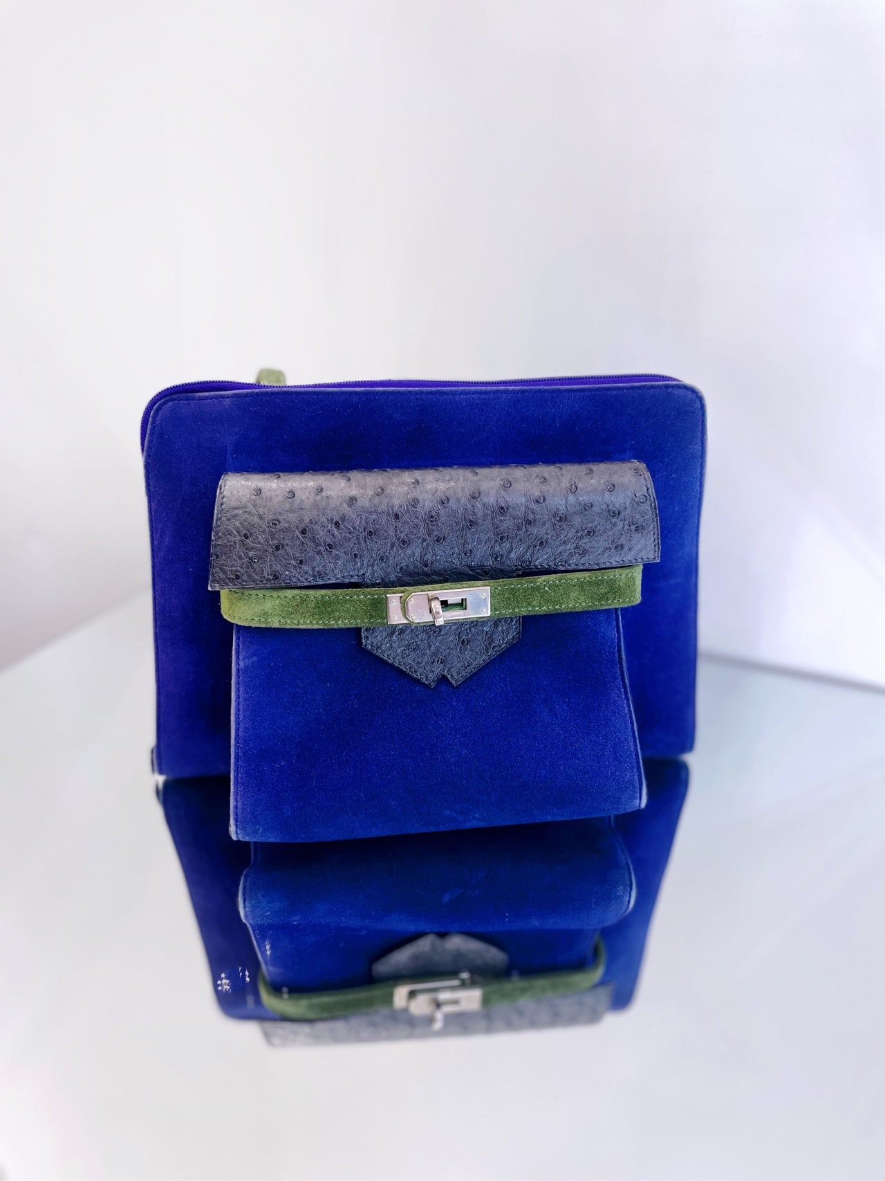 Hermès - Amsterdam Shoulder Bag - Suede and Ostrich leather - Multicolour - (mini)