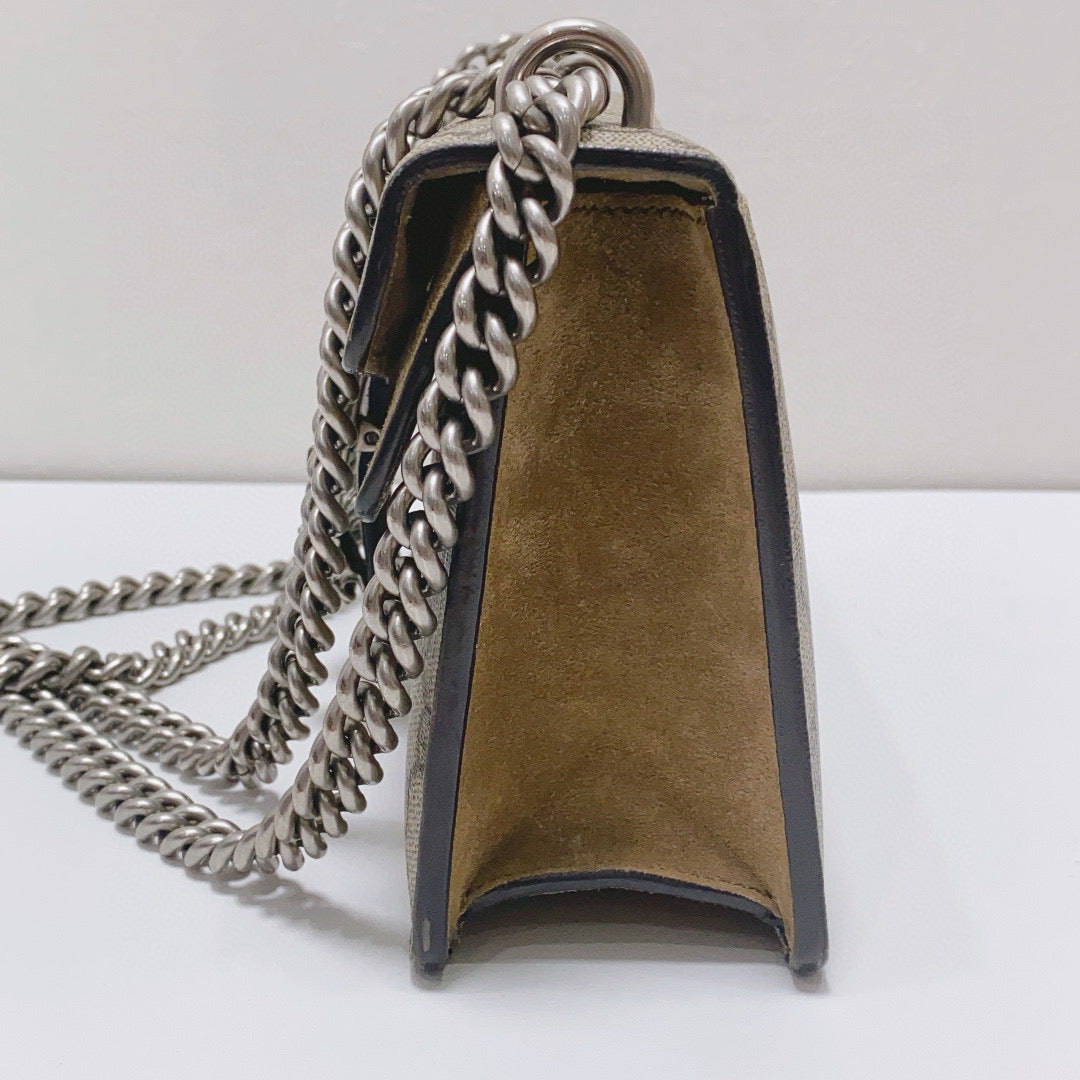 Gucci - Dionysus Small Shoulder Bag - GG Supreme coated canvas and suede - Beige and Camel - (Small)