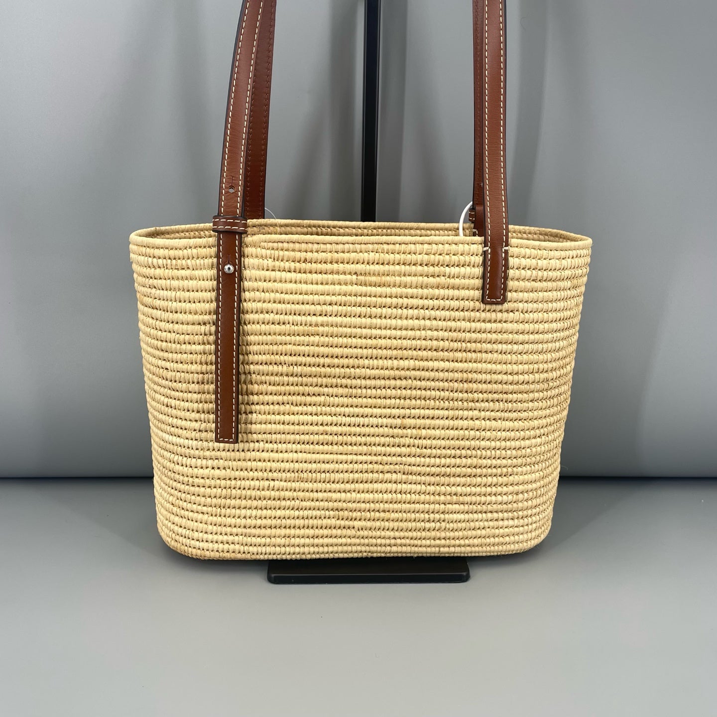 LOEWE - Woven Tote Bag with Anagram Patch - Wicker and Leather - Beige and Brown - (Small)