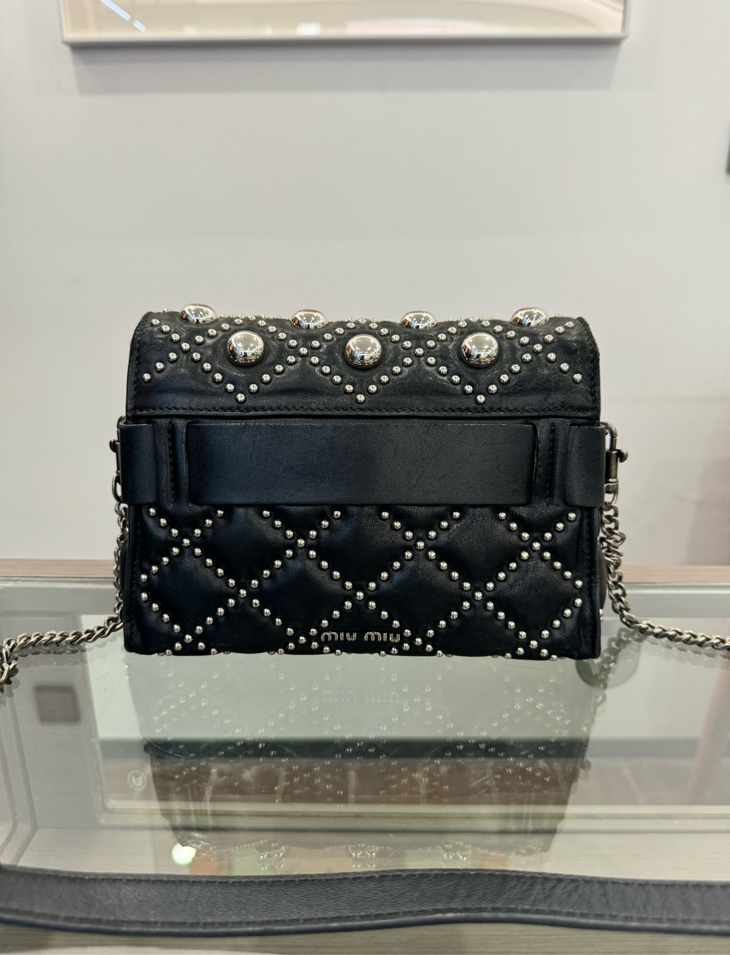 Miu Miu - 5BD059 Nappa Borchie Shoulder Bag - Nappa leather - Black - (mini)