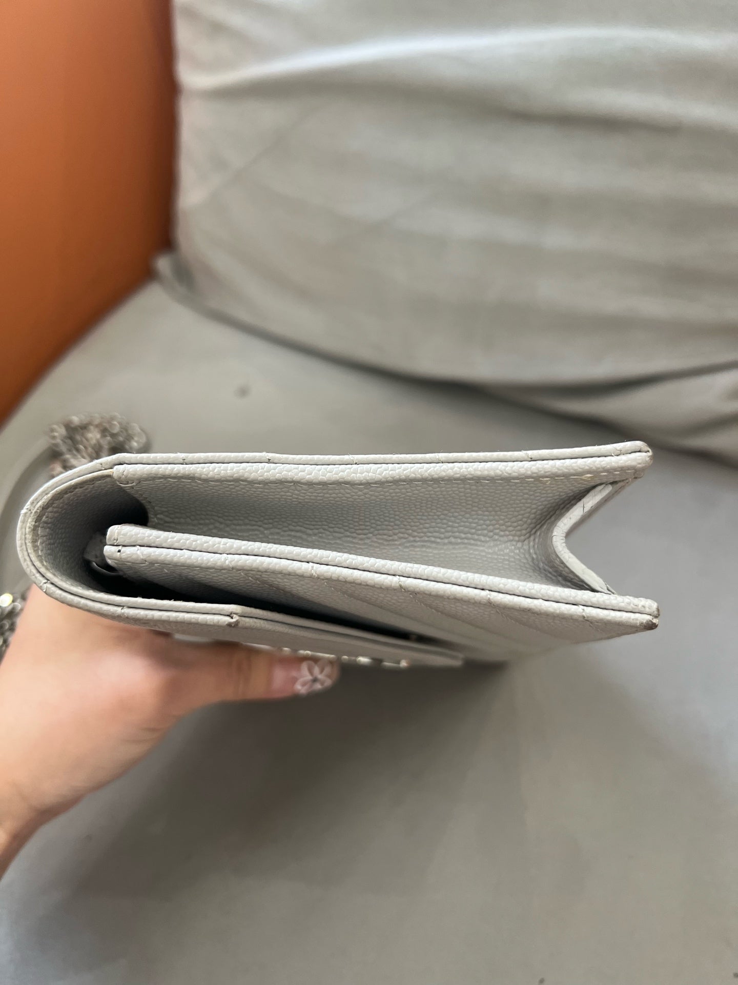 Saint Laurent - Envelope Wallet on Chain (WOC) - Leather - Grey - (mini)