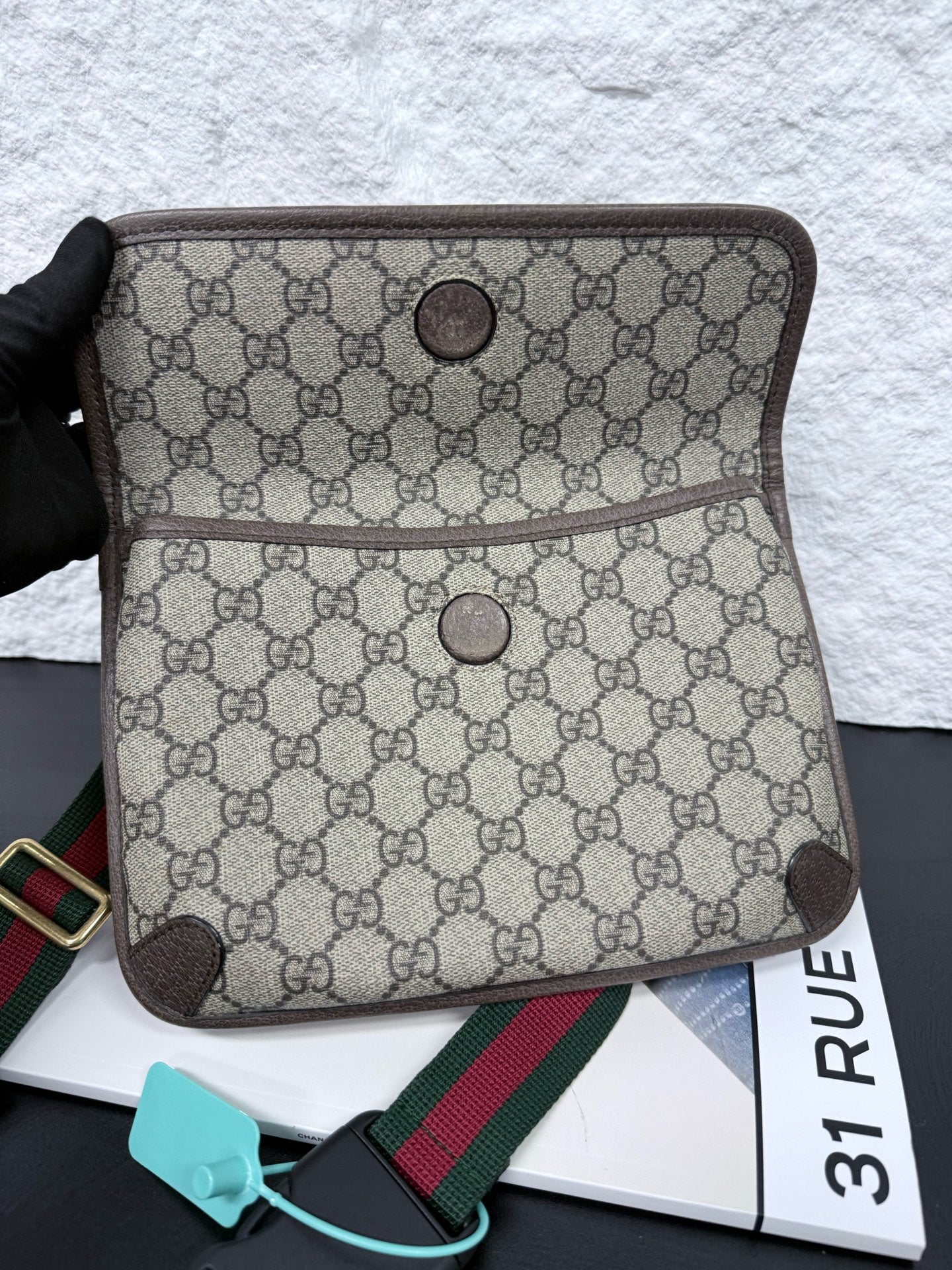 Gucci - Ophidia Tiger Head Belt Bag - GG Supreme canvas with leather trim - Beige - (medium)