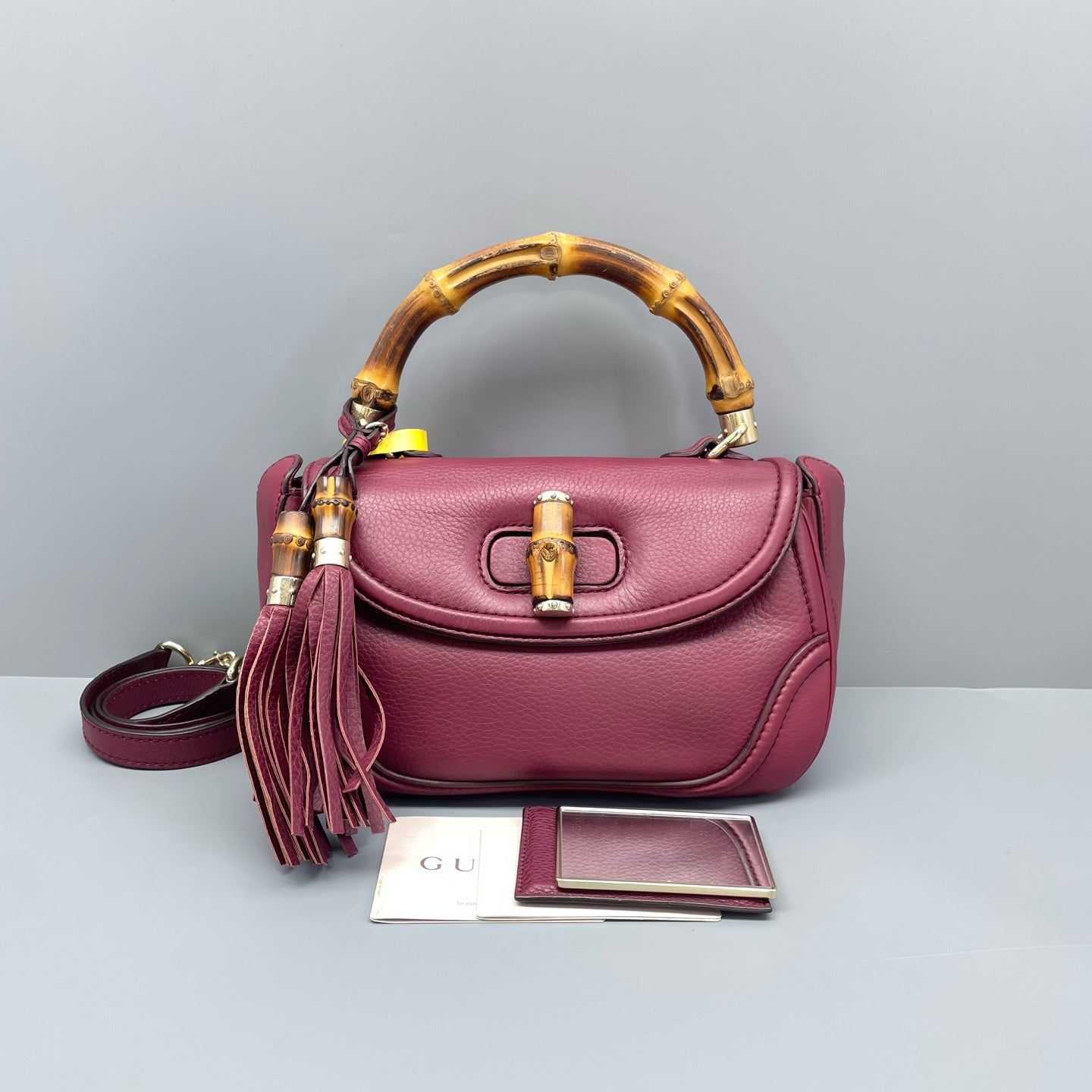 Gucci - Bamboo Top Handle Bag - Leather - Burgundy - (mini)