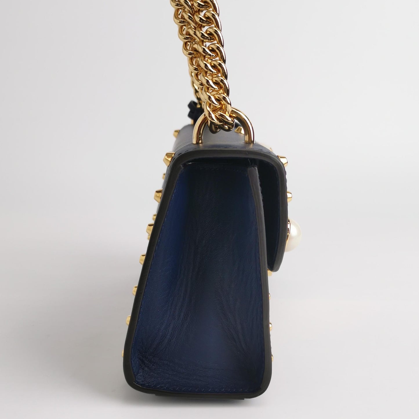 Gucci - Padlock Mini with Pearl and Stud Embellishments - Leather - Navy - (mini)
