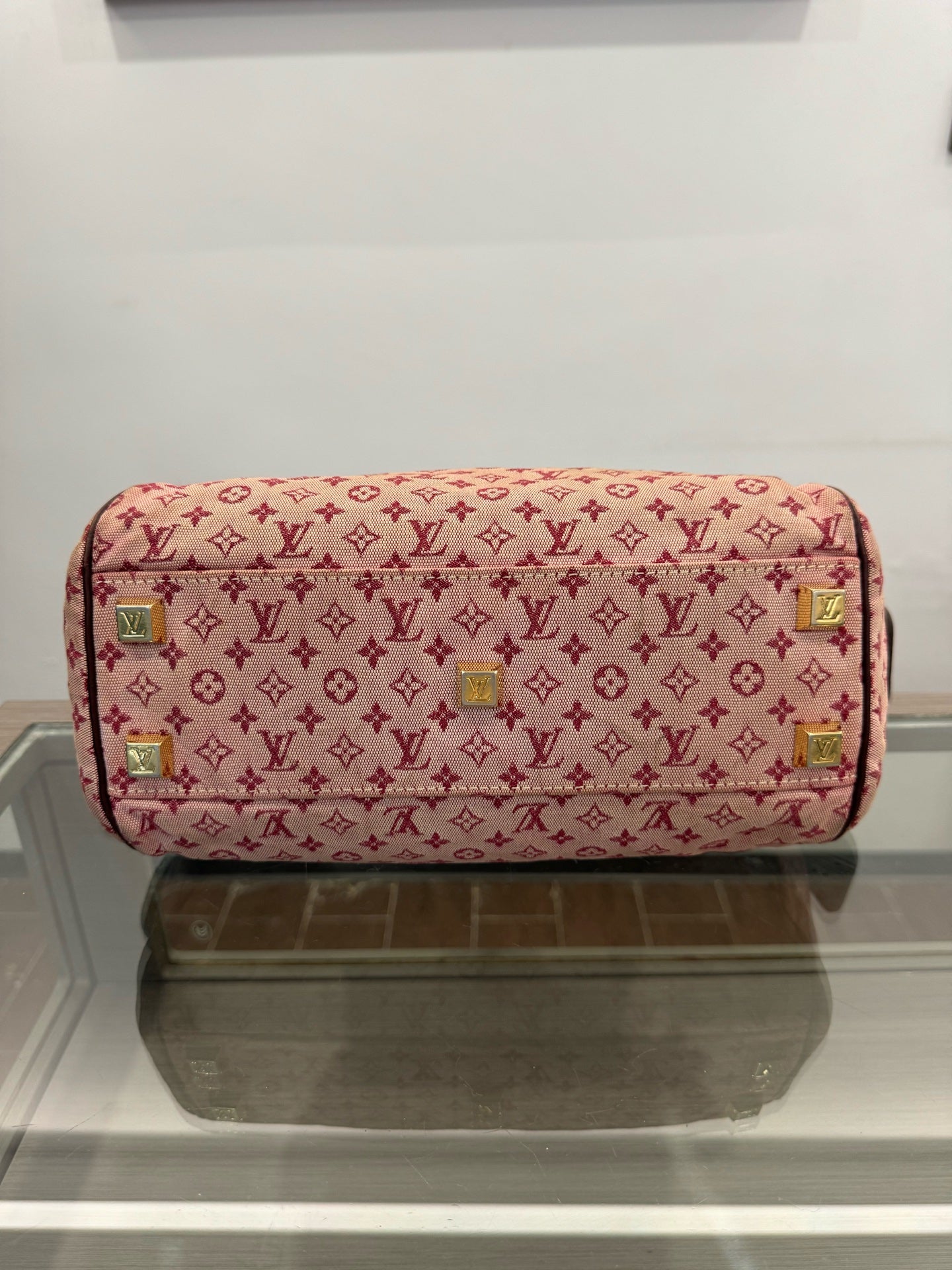Louis Vuitton - Monogram Mini Lin Speedy Boston Bag - Denim - Jeans with leather trim - Pink - (Small)