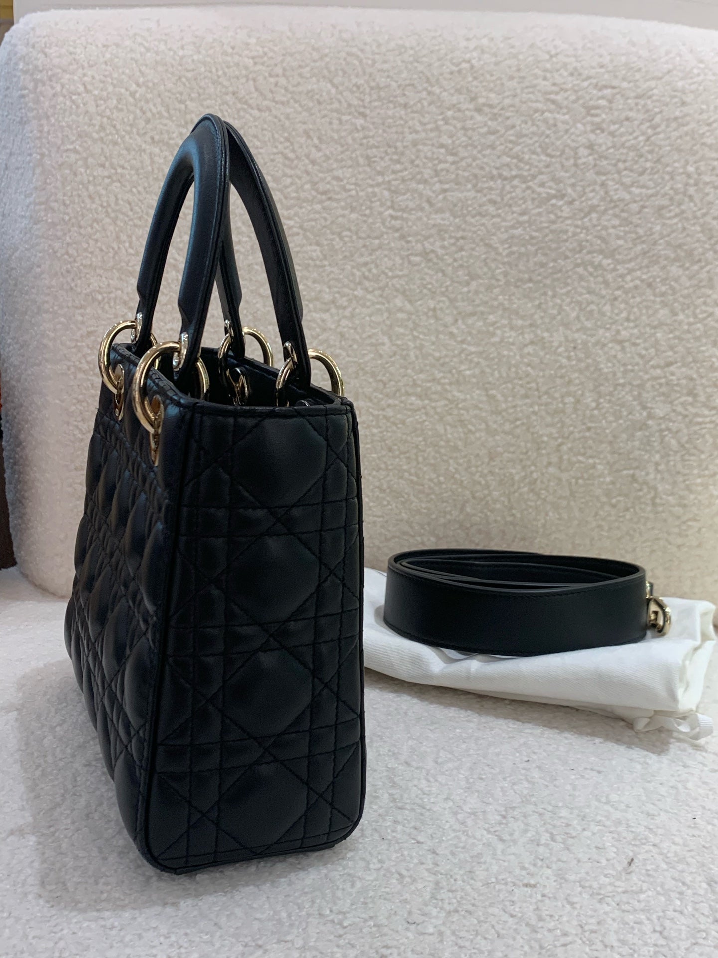 Dior - Lady Dior Small - Lambskin leather - Black - (Small)