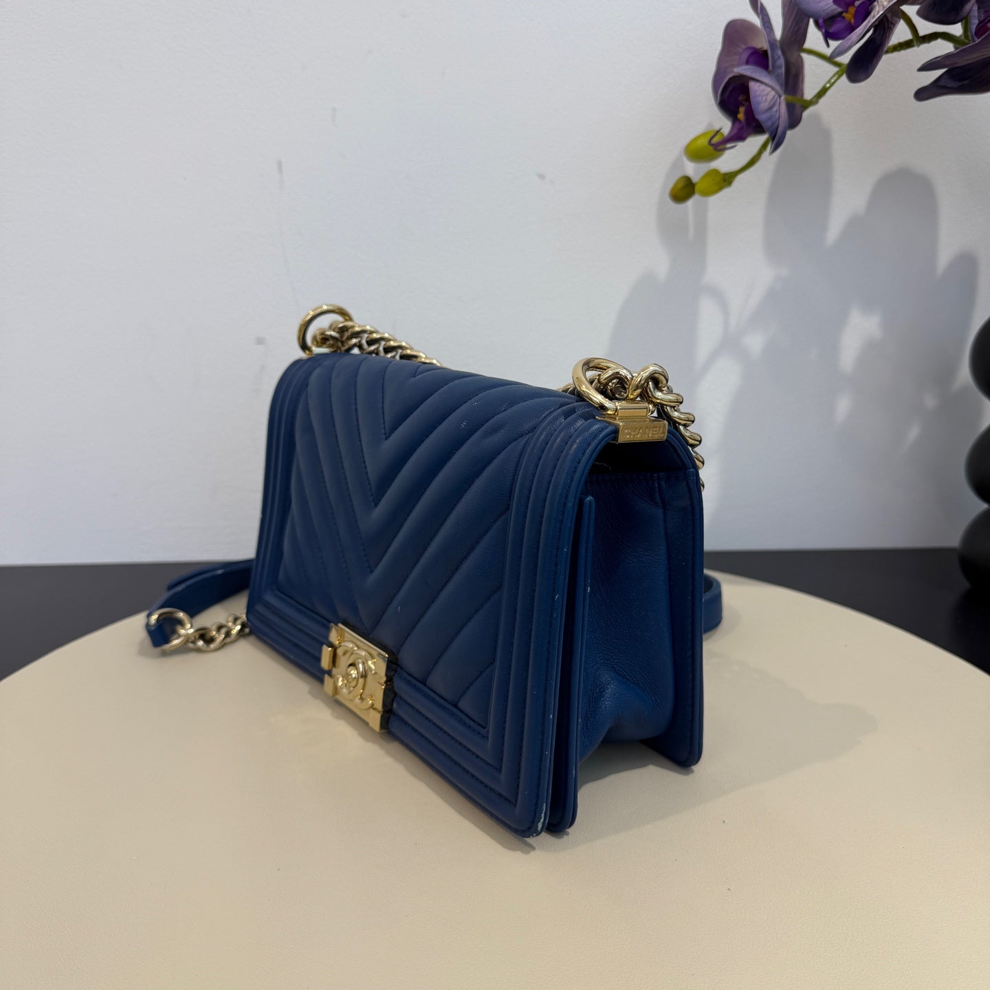 Chanel - Le Boy - Leather - Blue - (Medium)
