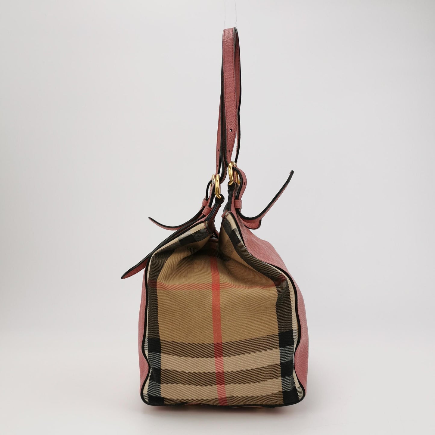 Burberry - House Check Leather Tote Bag - Leather and canvas - Pink - (medium)