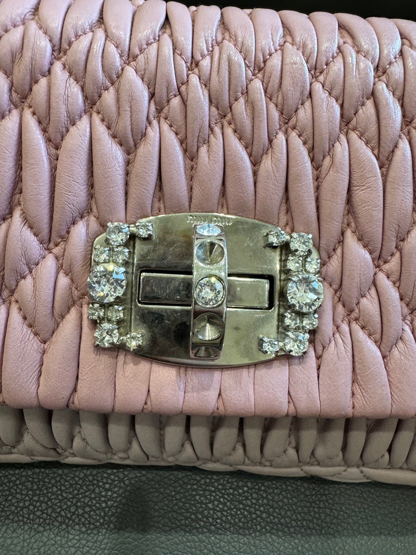 Miu Miu - Matelassé Gem Chain Bag - Leather - Pink - (medium)