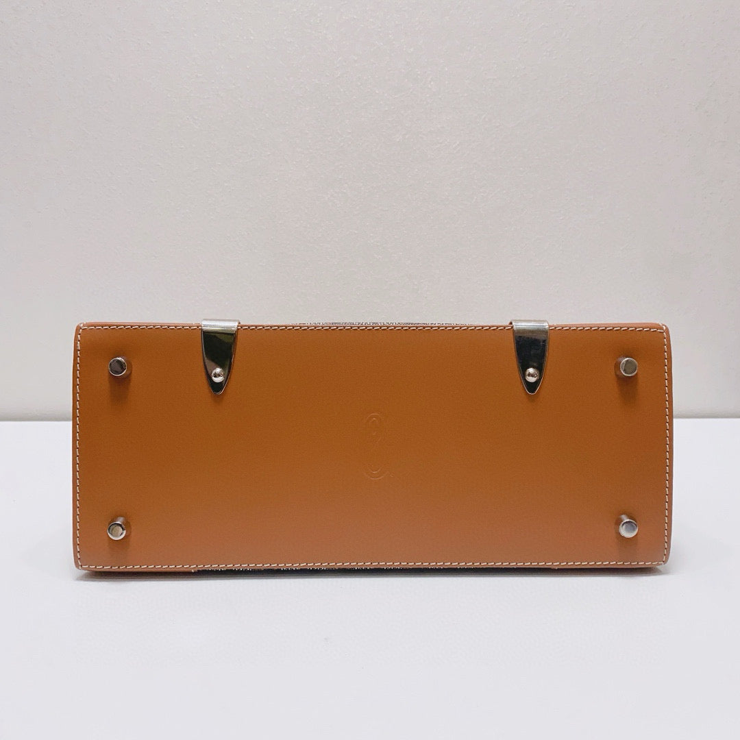 Goyard - Saigon PM (Petit Modèle) with Bandouliere - Goyardine canvas with leather trim and wooden handle - Brown (Goyardine monogram) with Caramel leather - (Small)