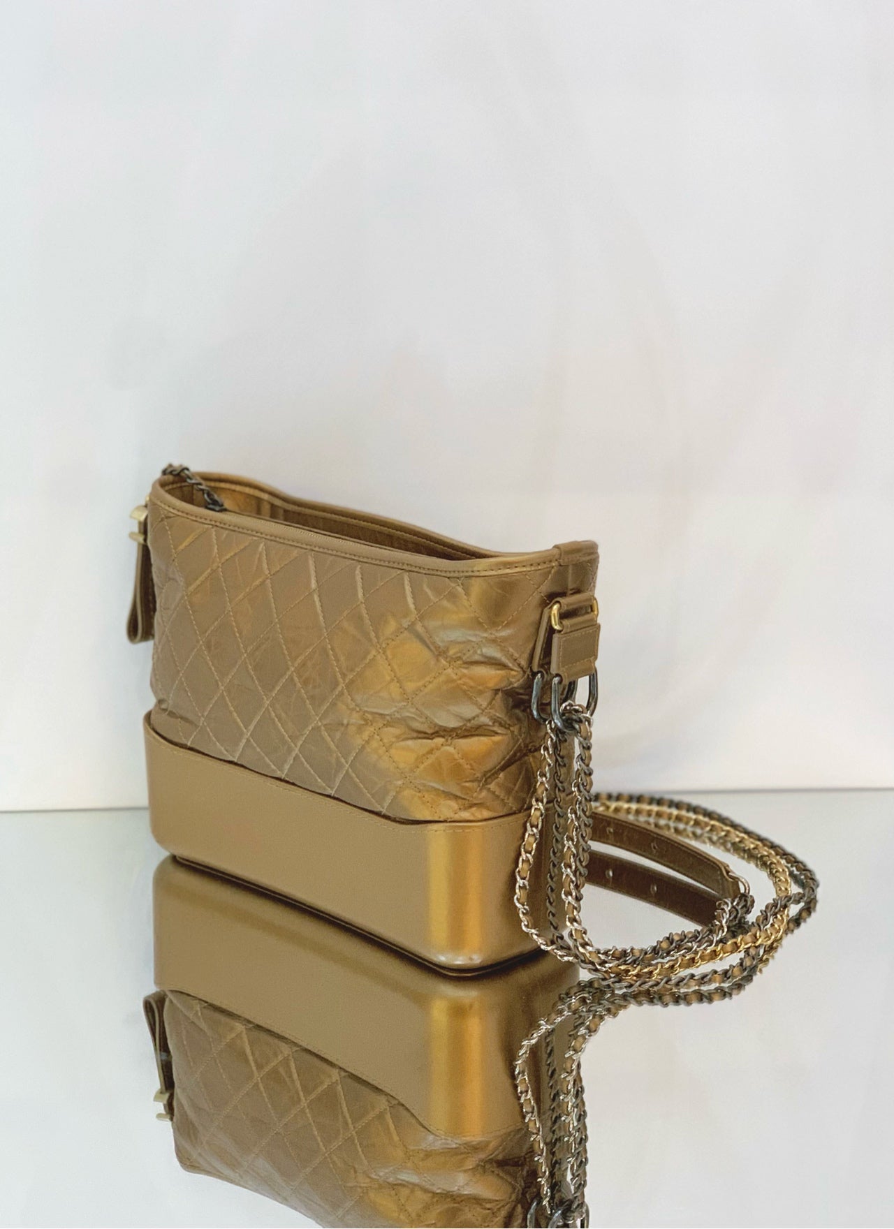 Chanel - Gabrielle Hobo Bag - Aged calfskin and smooth calfskin - Gold - (Medium)