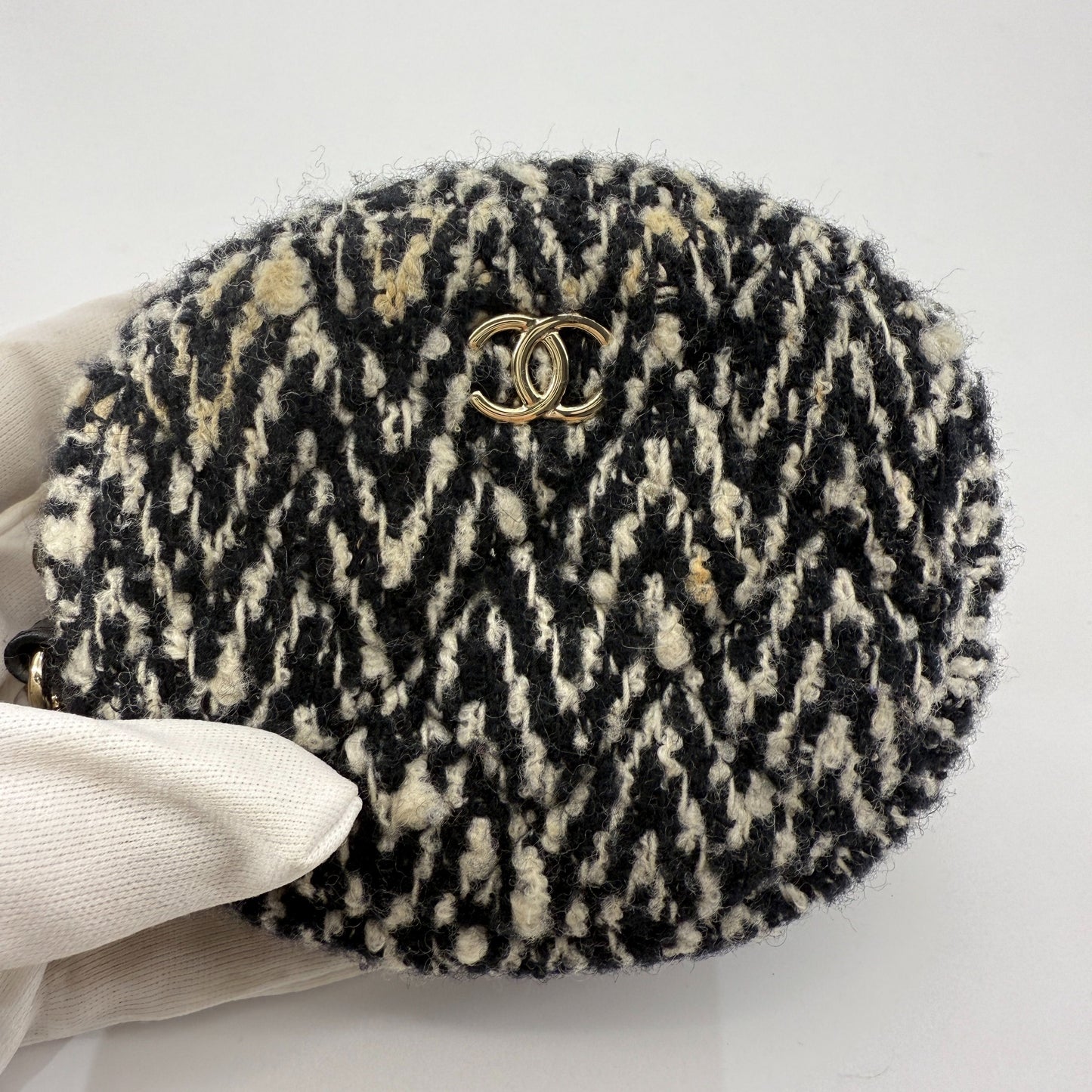 Chanel - Gemini Belt Bag - Lambskin leather and Tweed - Black and White - (Mini)