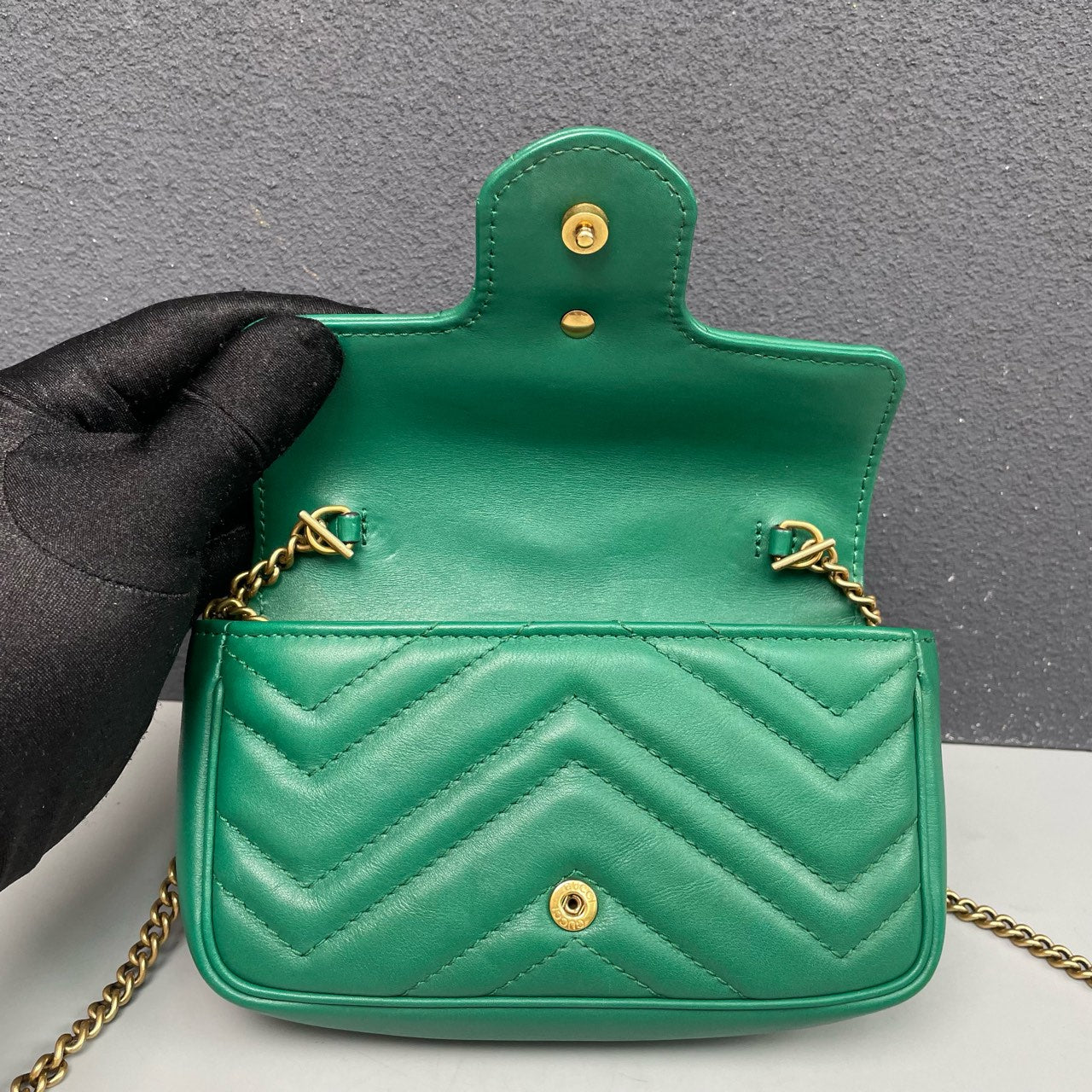 Gucci - GG Marmont Mini Chain Bag - Leather - Green - (mini)