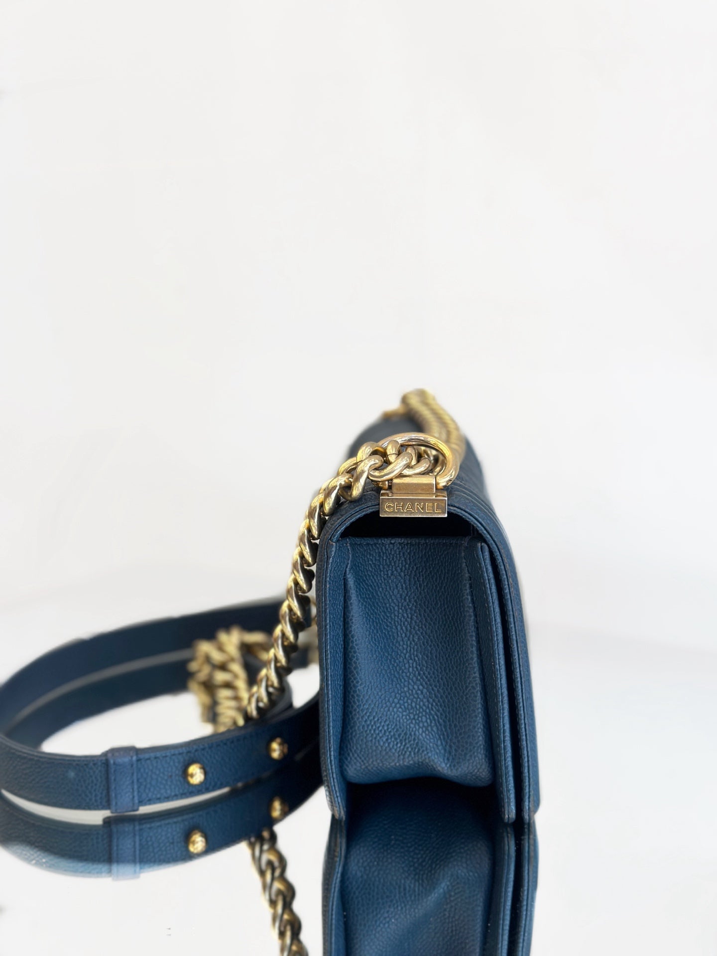 Chanel - Boy Bag Small - Grained calfskin leather - Blue - (Small)