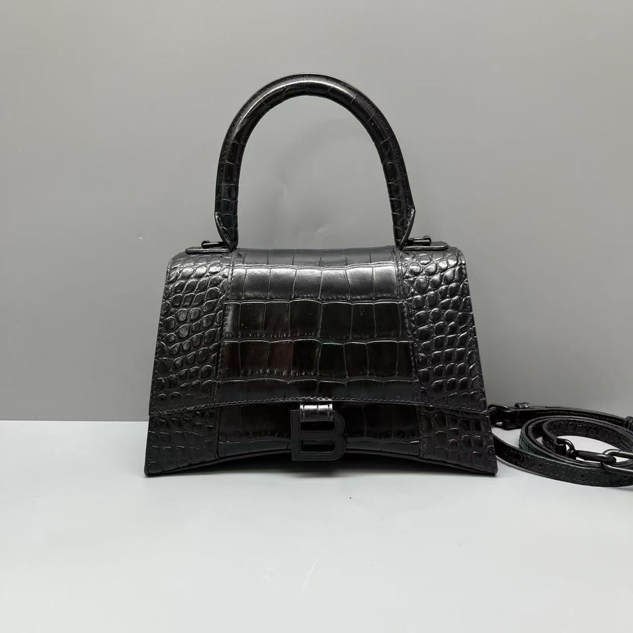 Balenciaga - Hourglass Top Handle Bag - Leather - Black - (Small)