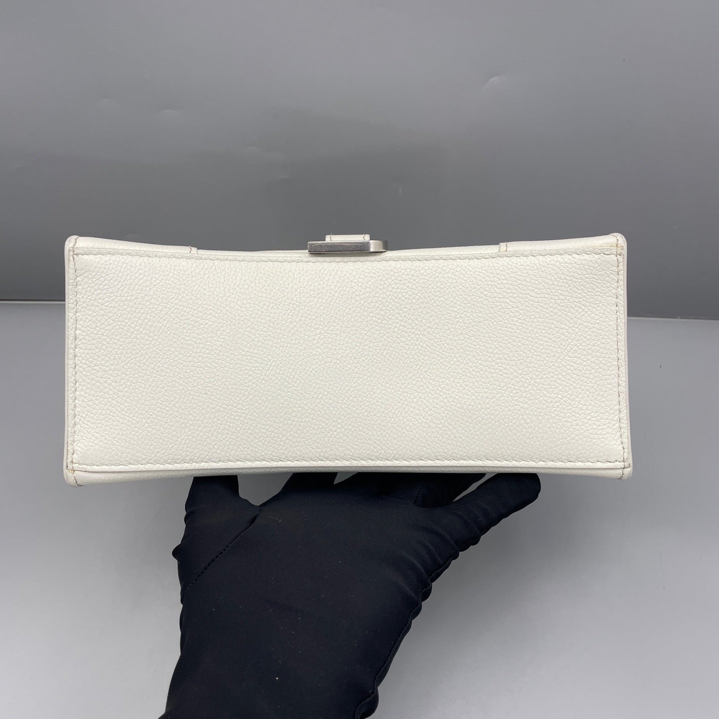 Balenciaga - Hourglass S Top Handle Bag - Leather - White with Silver-tone Hardware - (small)