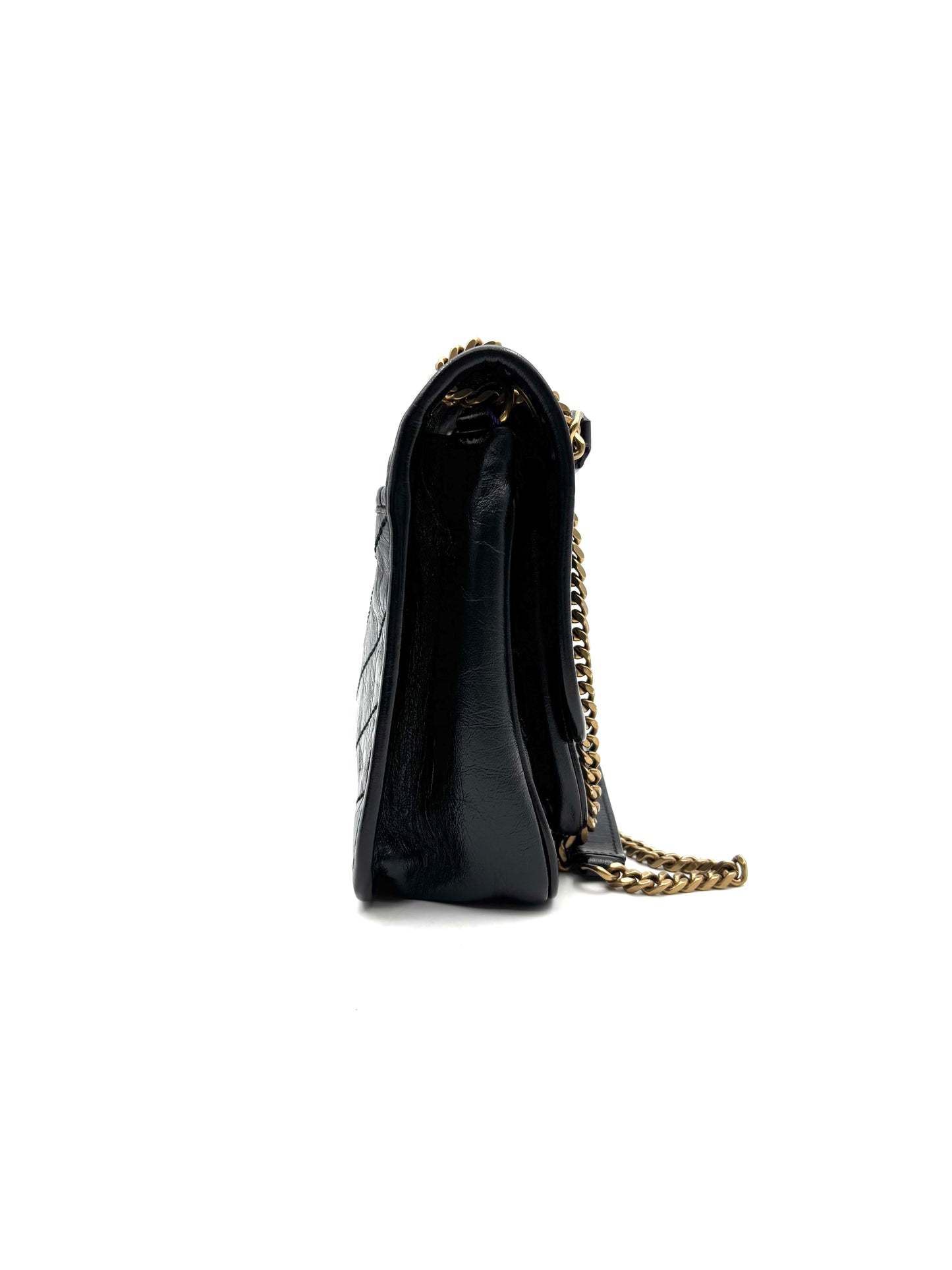 Saint Laurent - Niki - Wrinkled oil-waxed cowhide leather - Black - (mini)