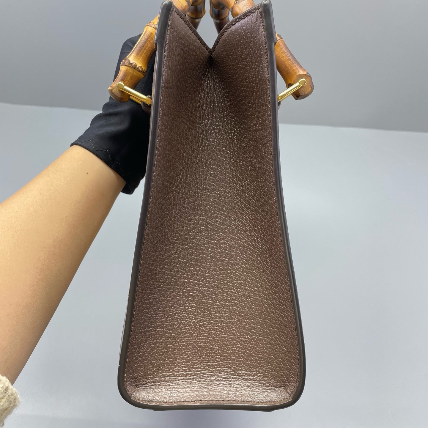Gucci - Diana Bamboo Tote - GG Supreme canvas with dark brown leather trim and natural bamboo handles - Brown - (mini)