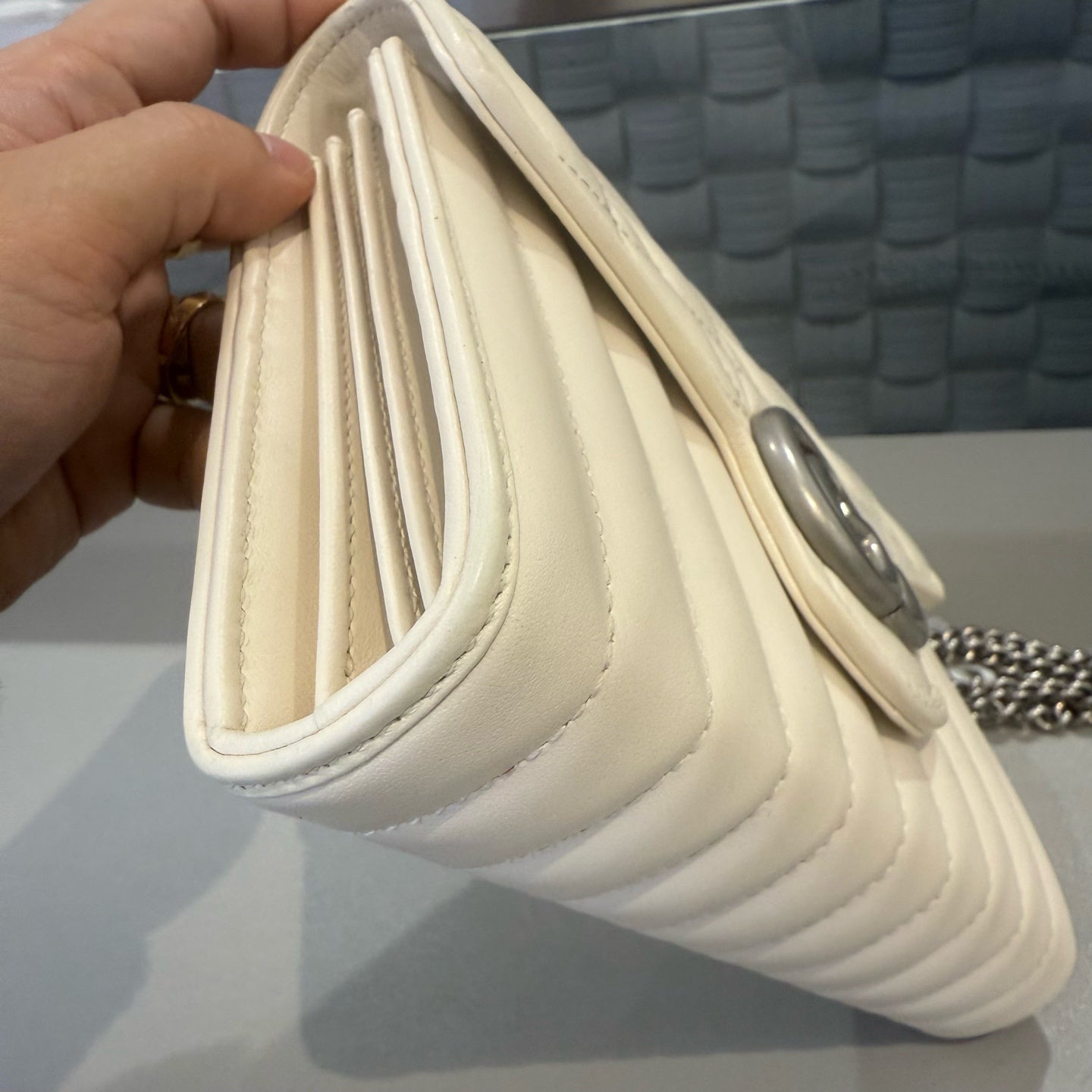 Gucci - Marmont Matelassé Leather Wallet On Chain (WOC) - Leather - White - (mini)