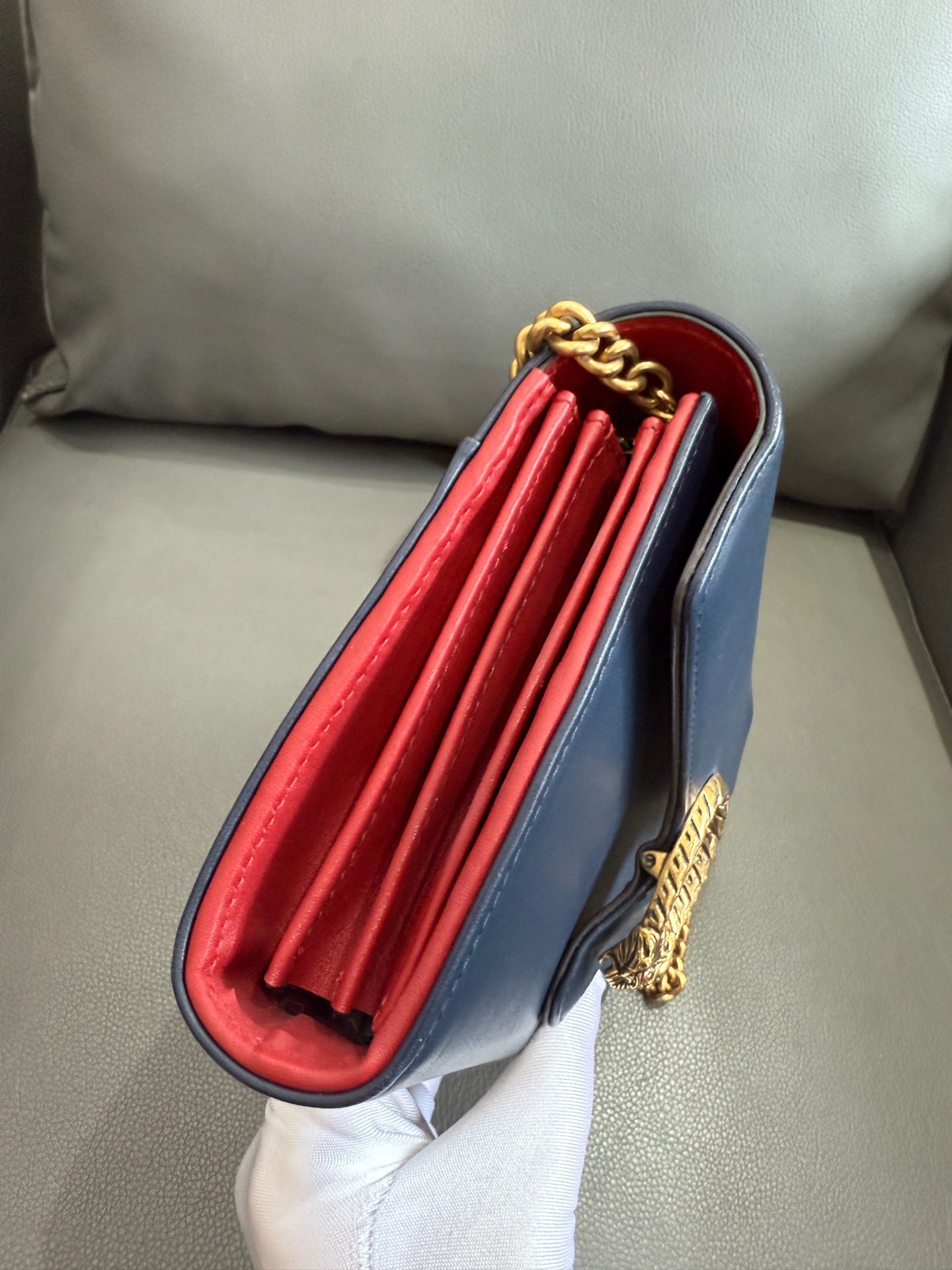 Gucci - Dionysus Wallet on Chain (WOC) - Leather - Blue with Red Interior - (Mini)