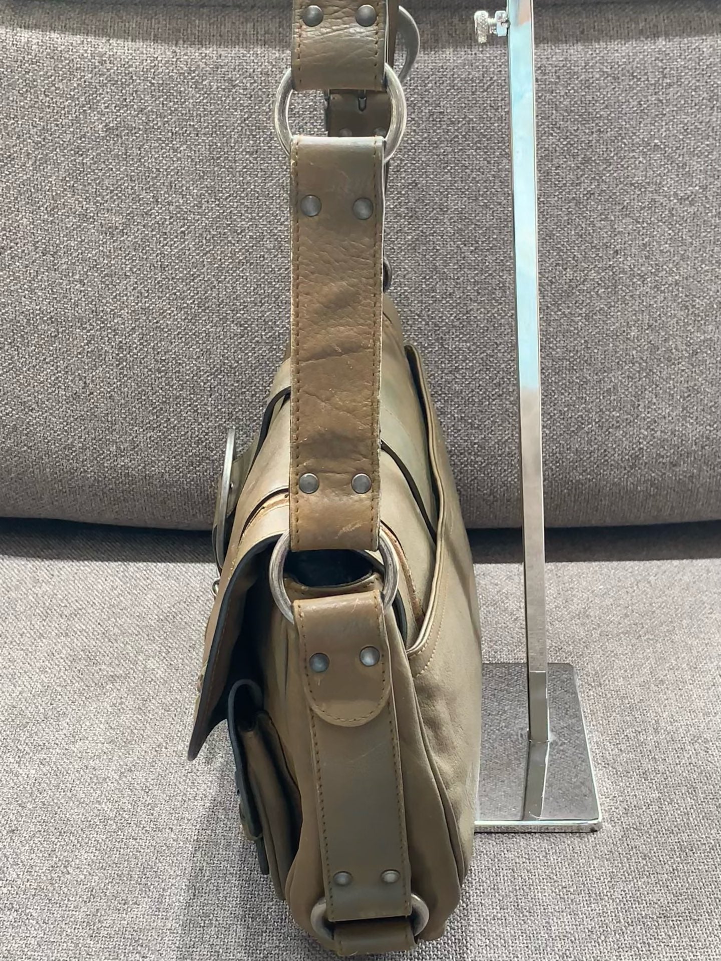 Dior - Gaucho Saddle Bag - Oiled wax leather - Khaki Green - (Medium)