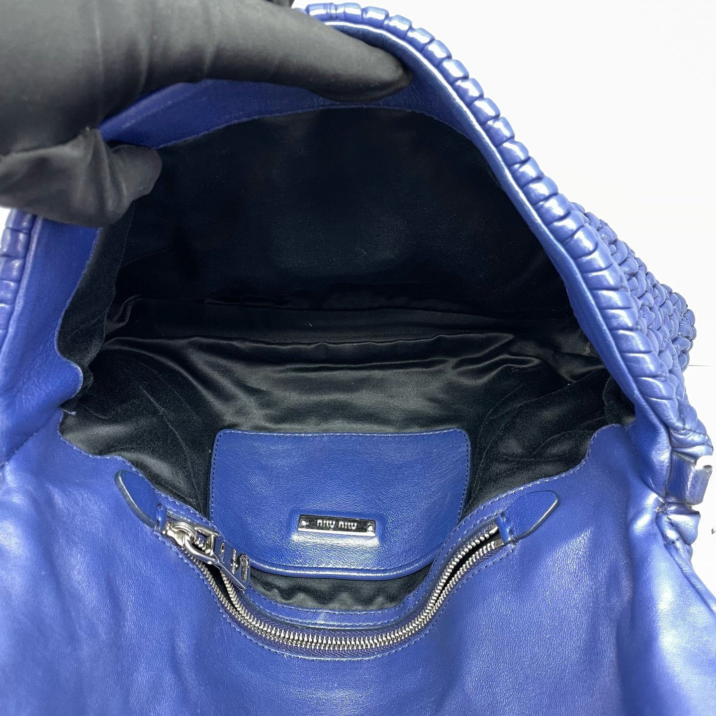 Miu Miu - Matelassé Diamond Chain Flap Bag - Leather - Blue - (medium)