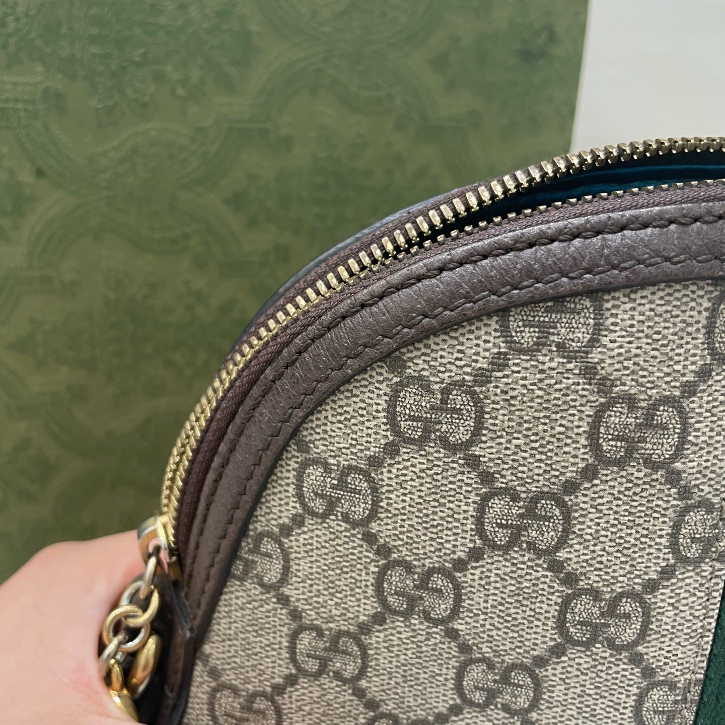 Gucci - Ophidia GG Small Shoulder Bag - GG Supreme canvas with leather trim - Beige and Ebony with Brown trim - (small)