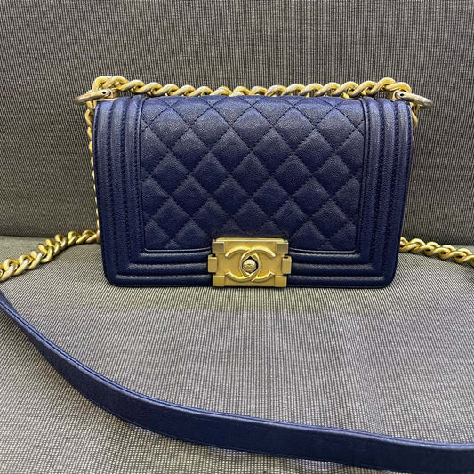 Chanel - Boy Bag Small - Caviar leather - Blue - (small)