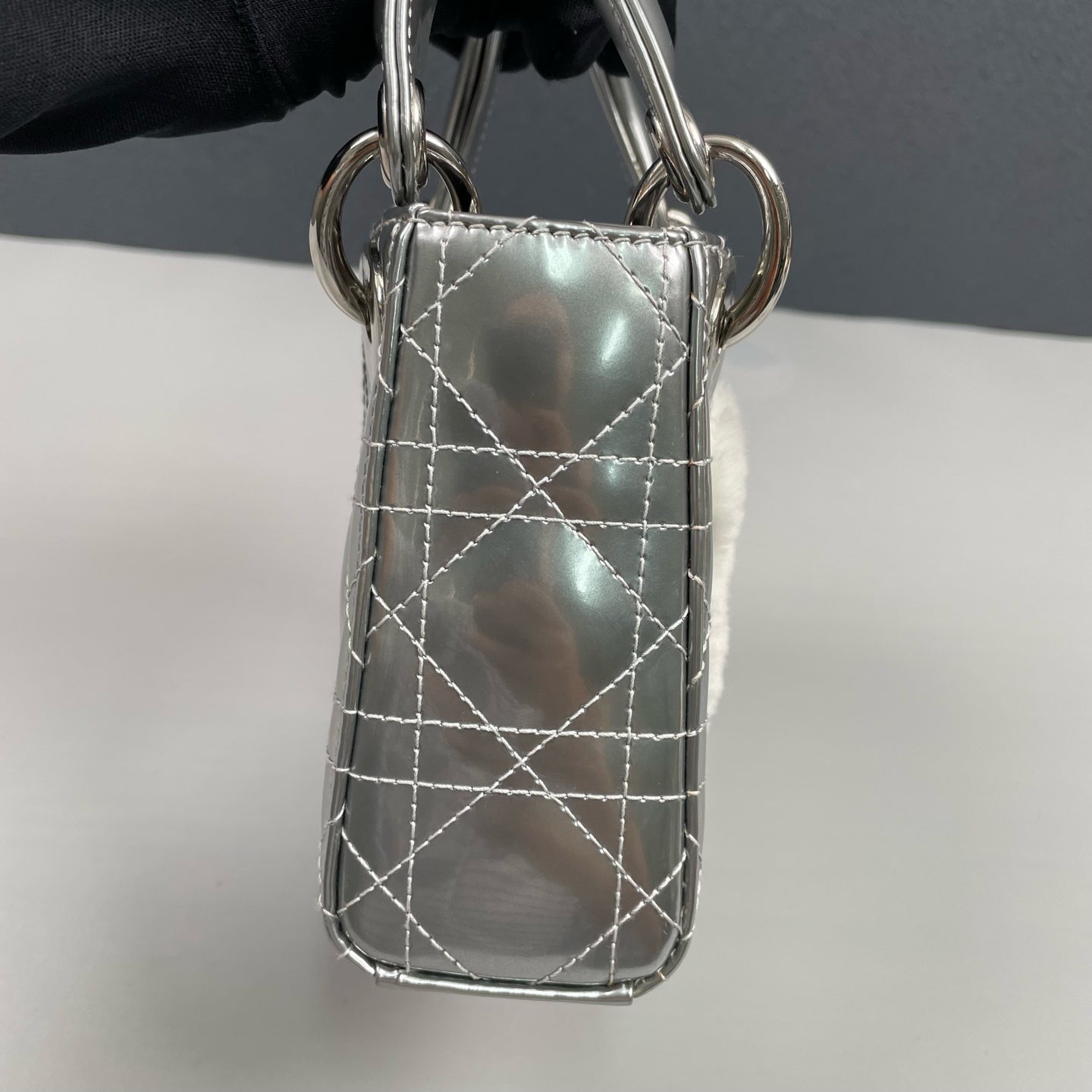 Dior - Limited Edition Lady Dior Mini Bear Bag - Patent leather - Silver - (mini)