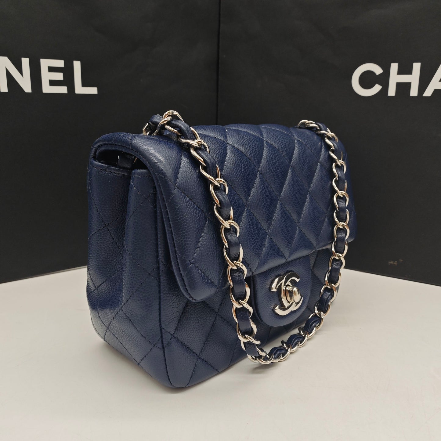 Chanel - Mini Square Flap Bag - Caviar leather - Navy - (mini)
