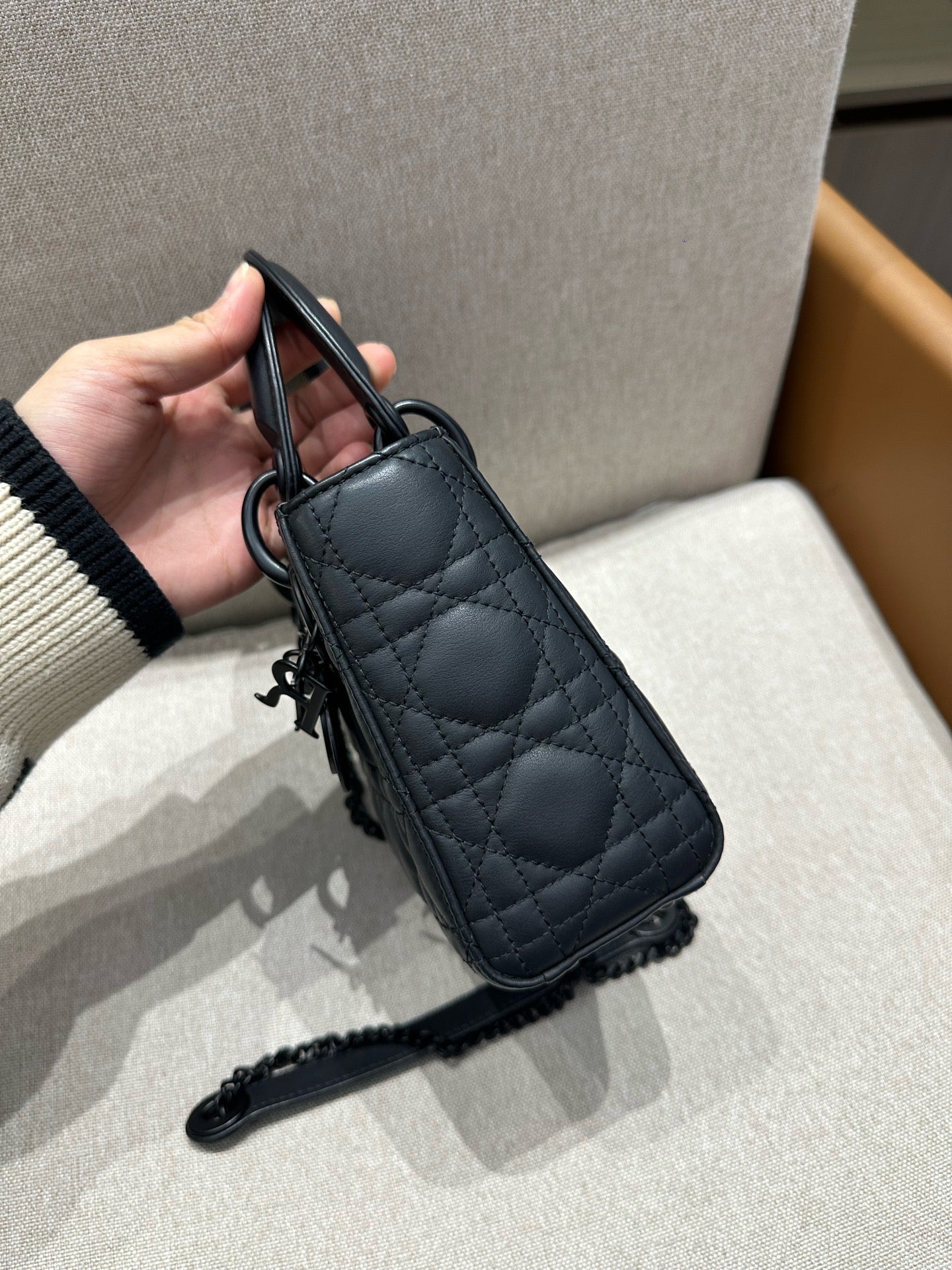Dior - Lady Dior - Matte black cow leather - Black - (mini)
