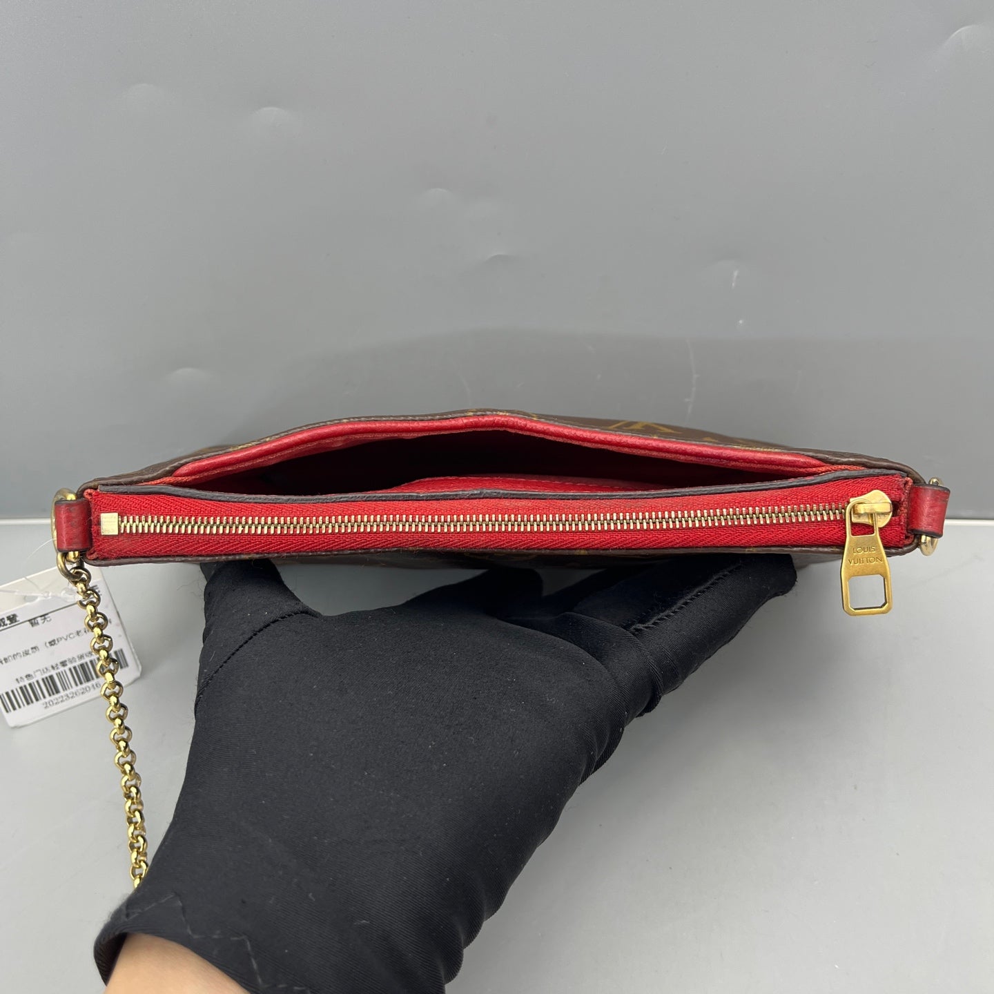 Louis Vuitton - Pochette Accessoires (Red Interior) - Monogram coated canvas with red grained leather trim - Brown - (mini)