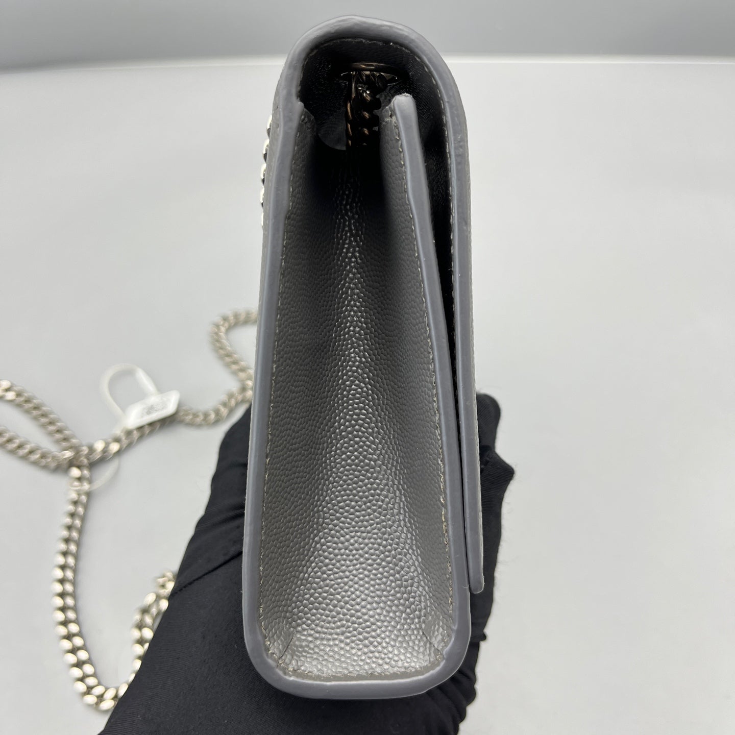 Saint Laurent - Kate Chain Bag - Grain de poudre embossed leather - Grey with Silver-Tone Hardware - (small)