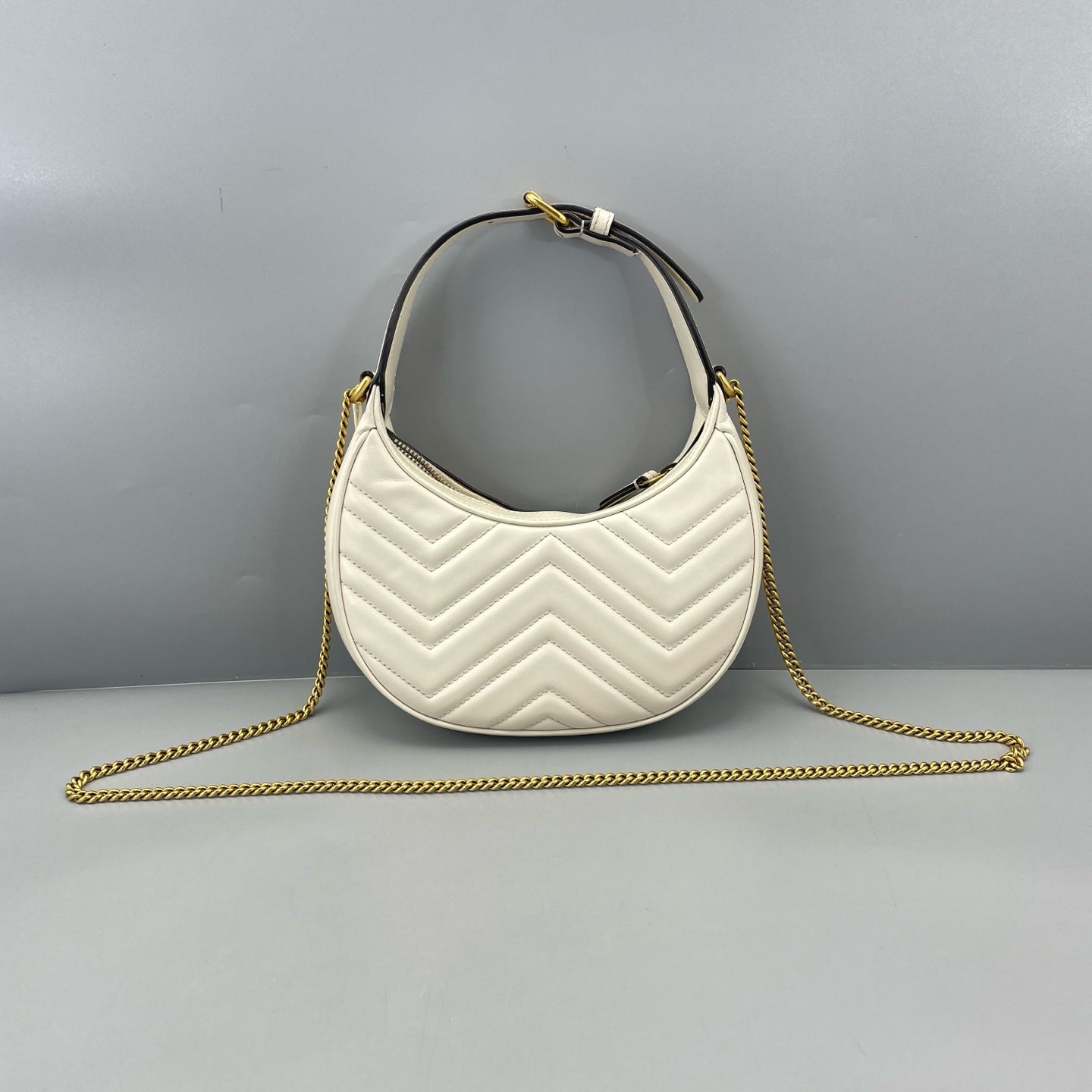 Gucci - GG Marmont Half-Moon Mini Bag - Leather - White - (Mini)