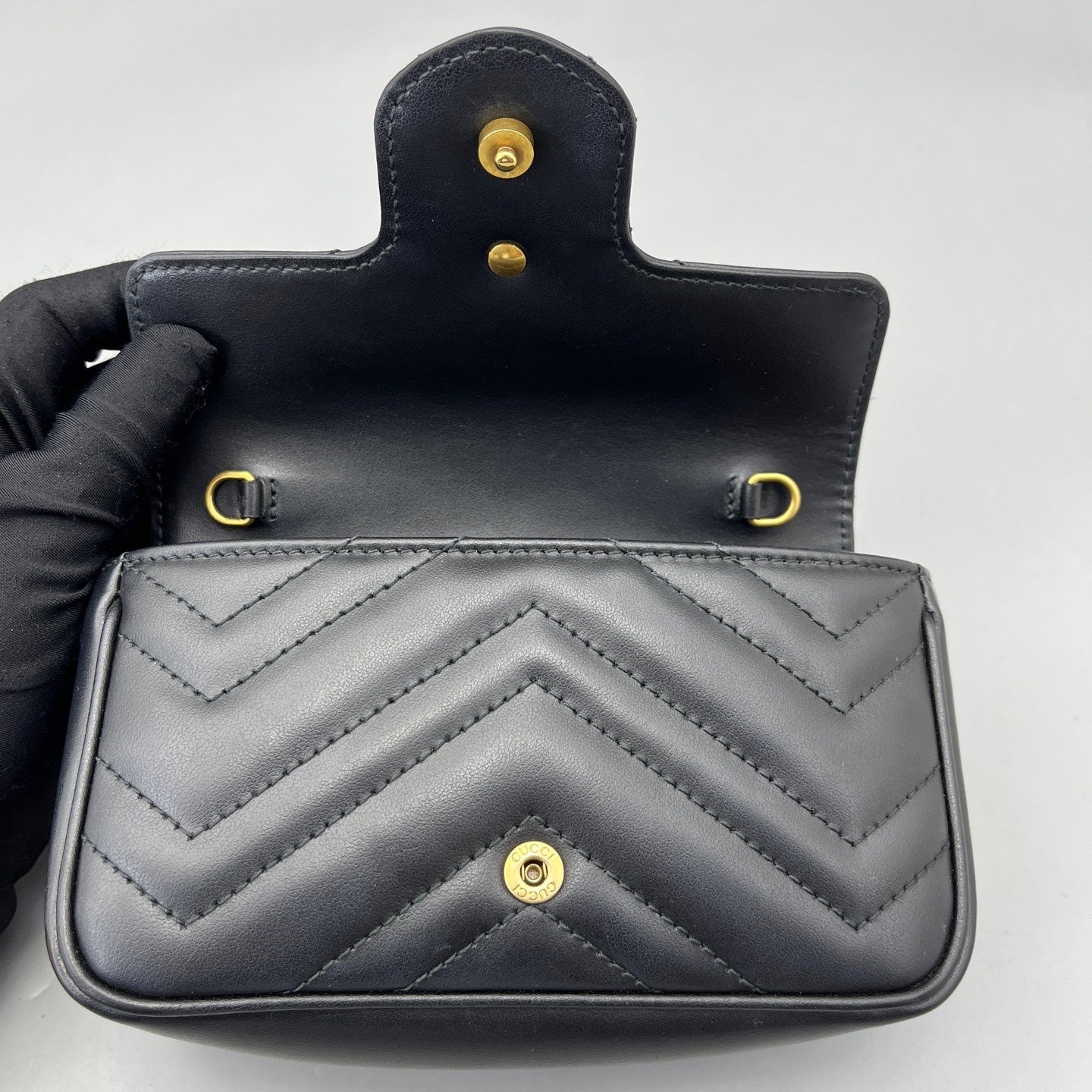 Gucci - GG Marmont Super Mini Bag - Leather - Black - (mini)