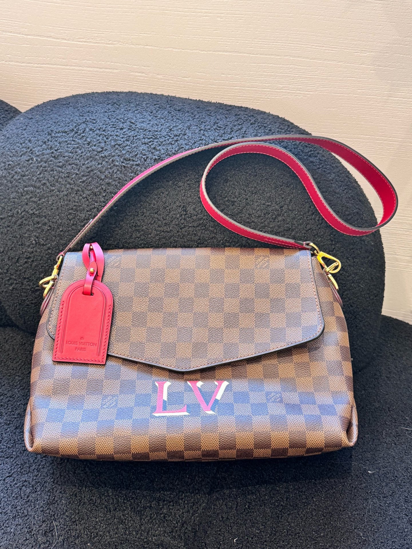 Louis Vuitton - Damier Ebene Flap Tote (Customized) - Coated canvas and leather - Brown - (medium)