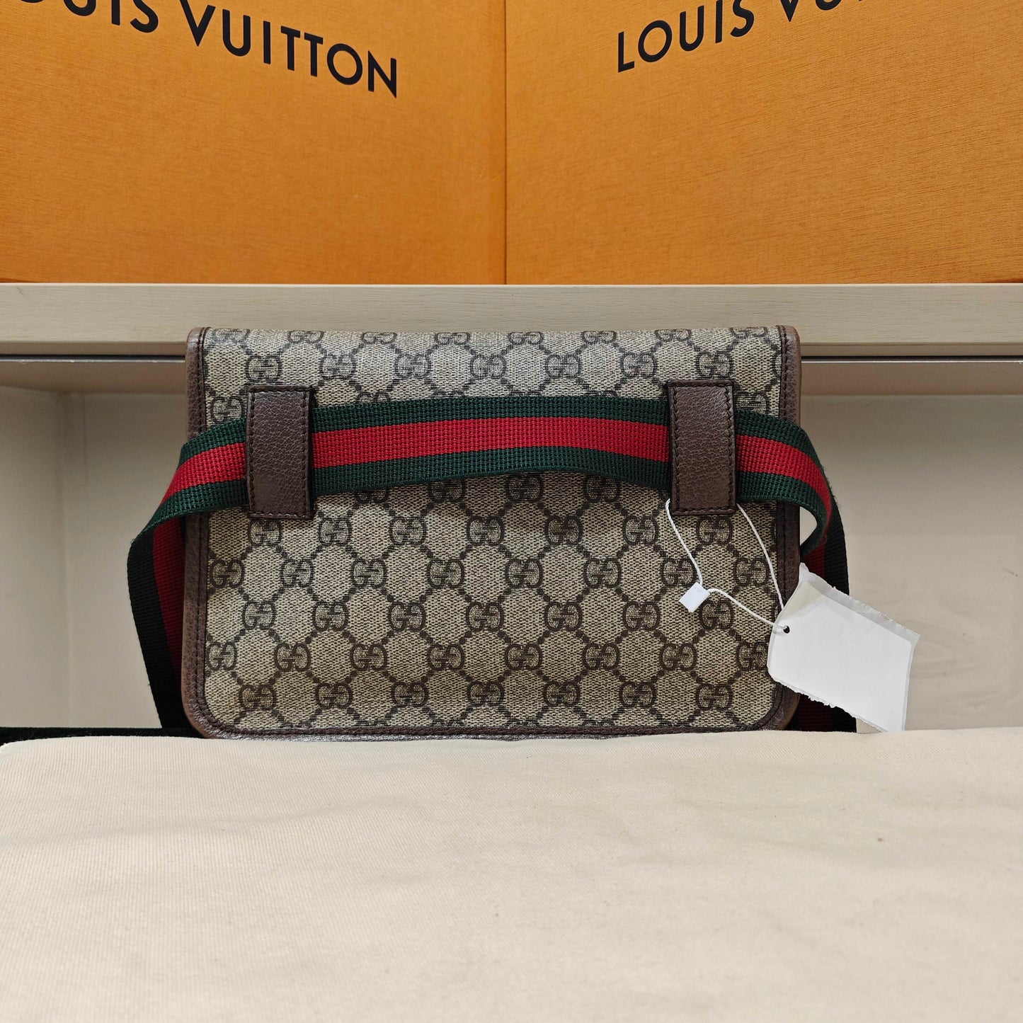 Gucci - Tiger Head Belt Bag - GG Supreme canvas with leather trim - Beige