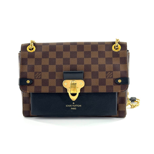 Louis Vuitton - Croisette Chain Bag - Damier Ebene coated canvas and grained leather - Black and Brown with Gold-Tone Hardware - (Small)