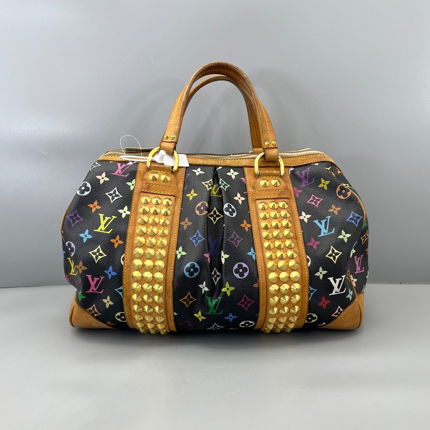 Louis Vuitton - Speedy Multicolour Rivets 40 - Monogram Multicolour canvas with Vachetta leather trim - Black Multicolour with natural tan Vachetta - (large)
