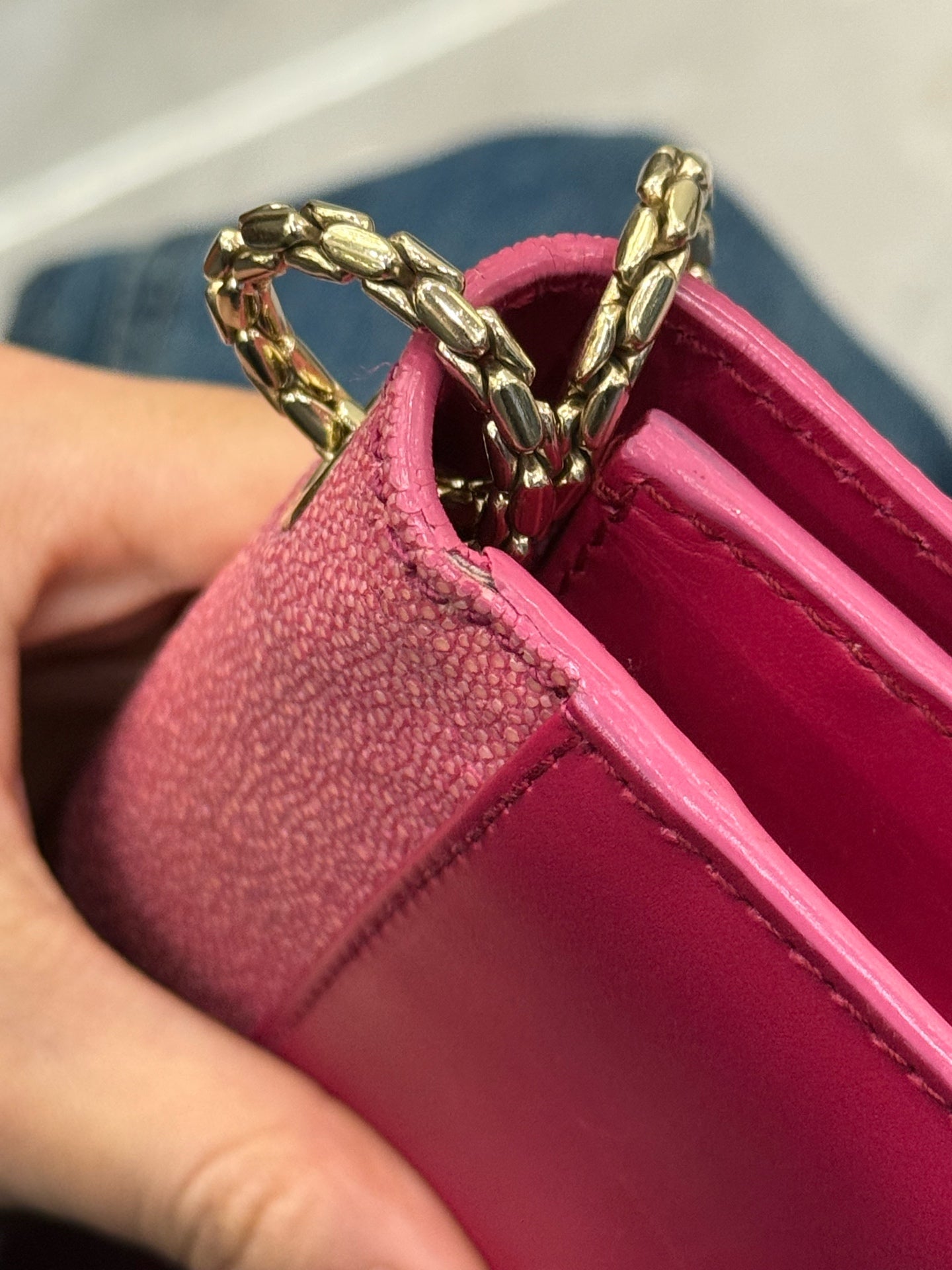 Bvlgari - Serpenti Forever Chain Bag - Exotic leathers - Stingray and Leather - Pink - (small)