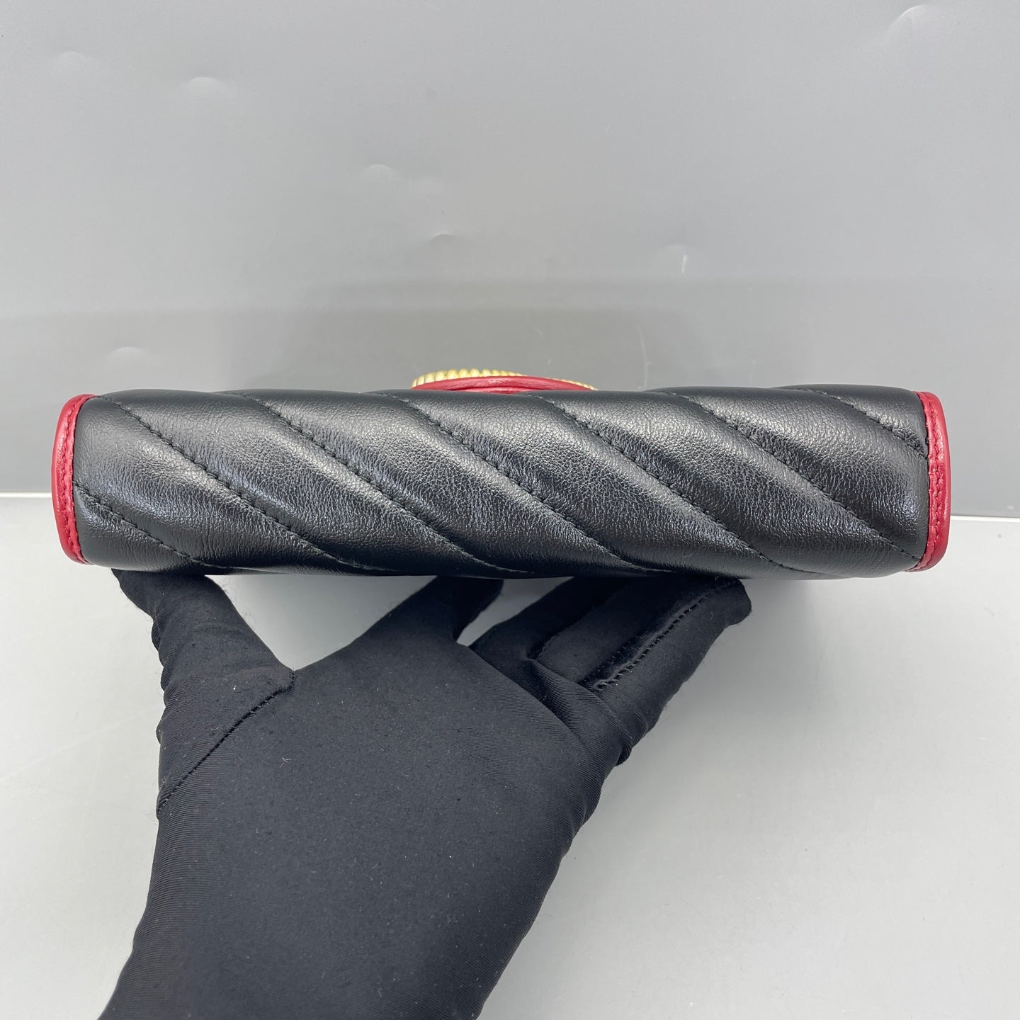 Gucci - Marmont Wallet on Chain (WOC) - Leather - Black with Red Trim - (mini)
