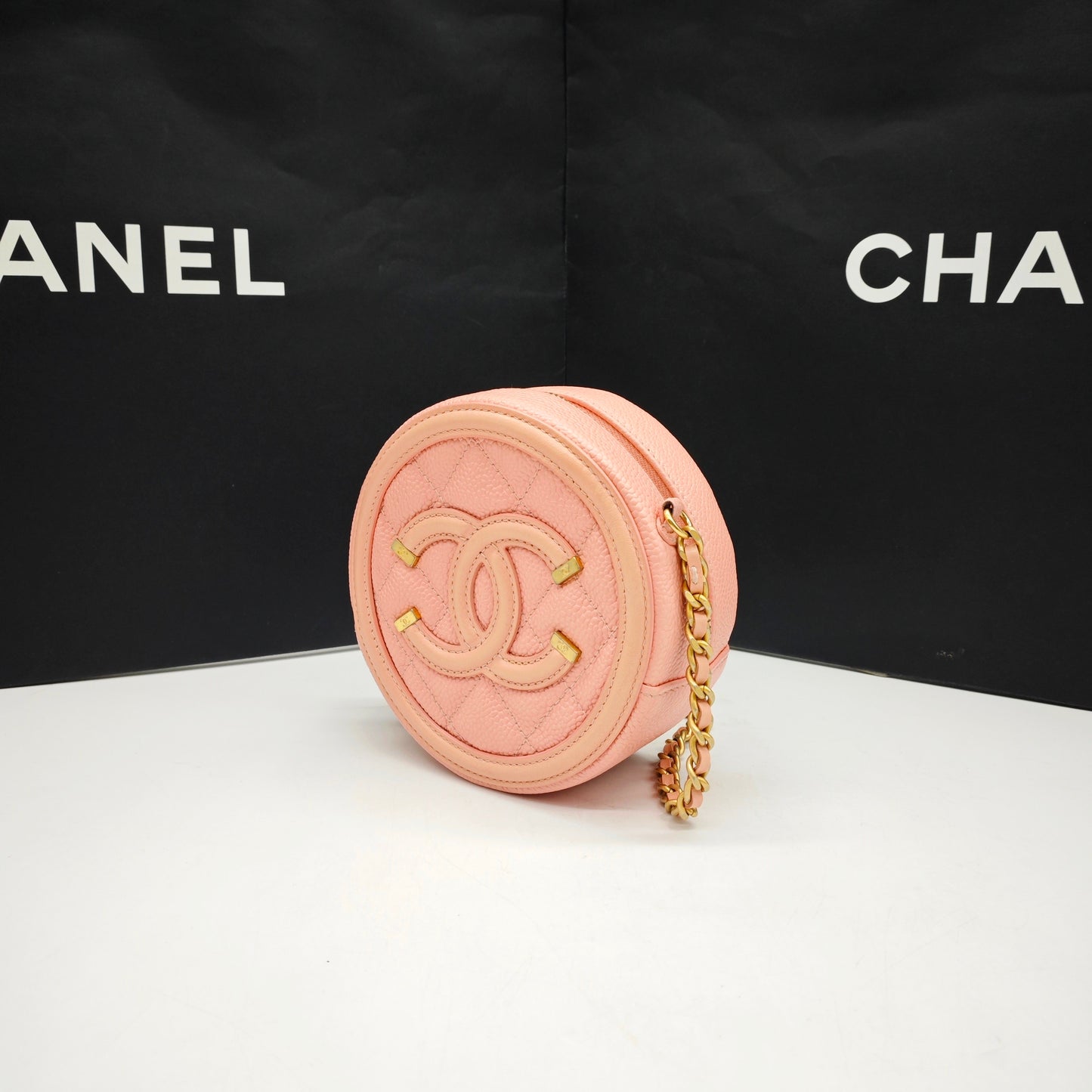 Chanel - Round Mini Bag - Caviar leather - Pink - (mini)